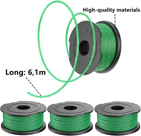 Vervangende trimmerspoel - Geschikt voor Black & Decker GL7033, GL8033 en GL9035 trimmers (model A6486) - Diameter 2,0 mm, lengte 6,1 m (5 spoelen + 1 kap) — afbeelding 2