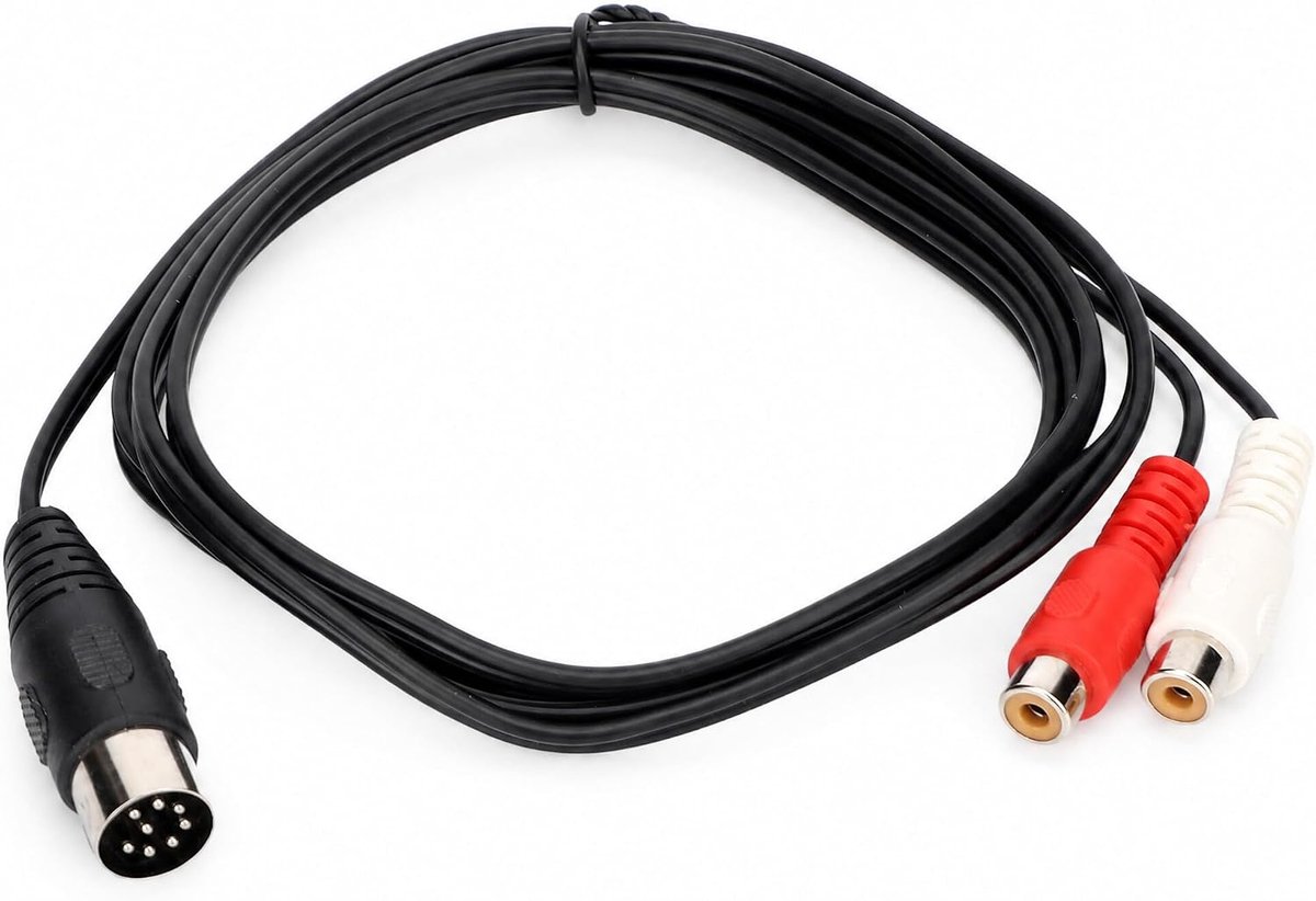 SnelShoppen - Adapter Kabel 8 Pin Din naar 2 RCA, Male naar Female, Flexibele Geluidsoverdracht, 1.5m, Anti-Interferentie voor Instrumenten