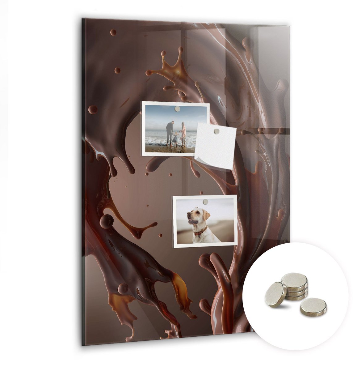 Coloray Glazen Magneetbord - Magnetisch Bord Bloemenpatroon - 40x60 cm - Bruin Magneetbord - Magnetic Board - Woonkamer Decoratie
