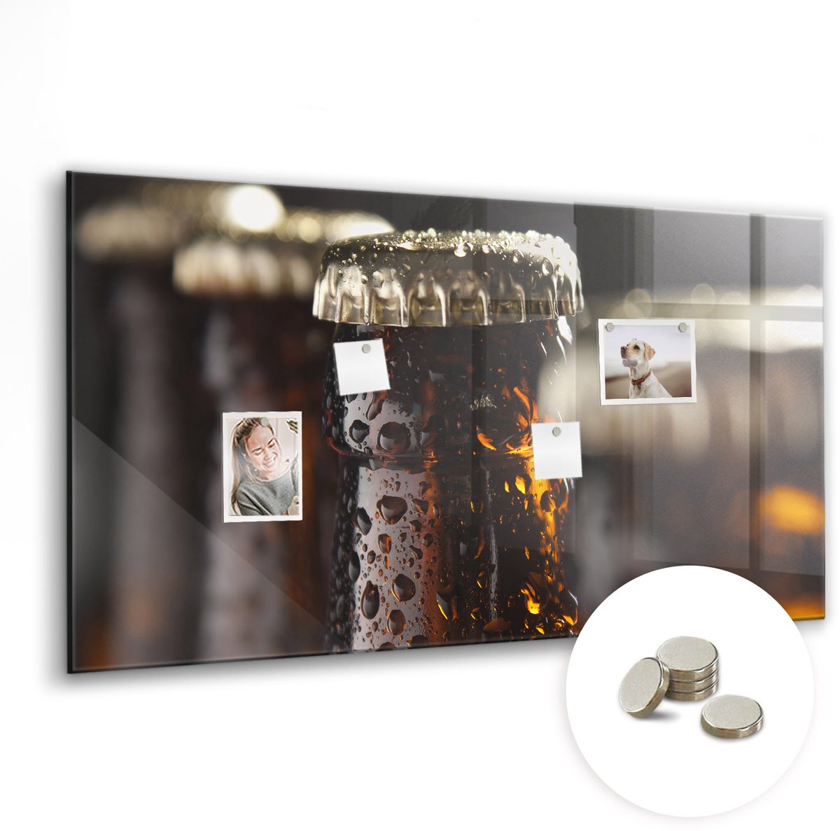 Coloray Glazen Magneetbord - Magnetisch Bord Wereldkaart - 120x60 cm - Bruin Magneetbord - Magnetic Board - Magneetbord Design