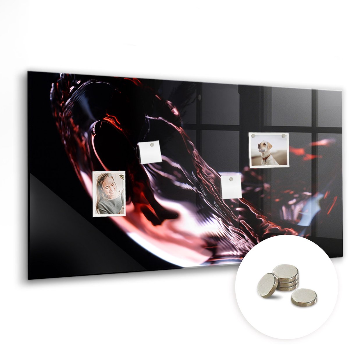 Coloray Glazen Magneetbord - Magnetisch Bord Onderwaterleven - 120x60 cm - Rood Magneetbord - Magnetic Board - Woonkamer Decoratie