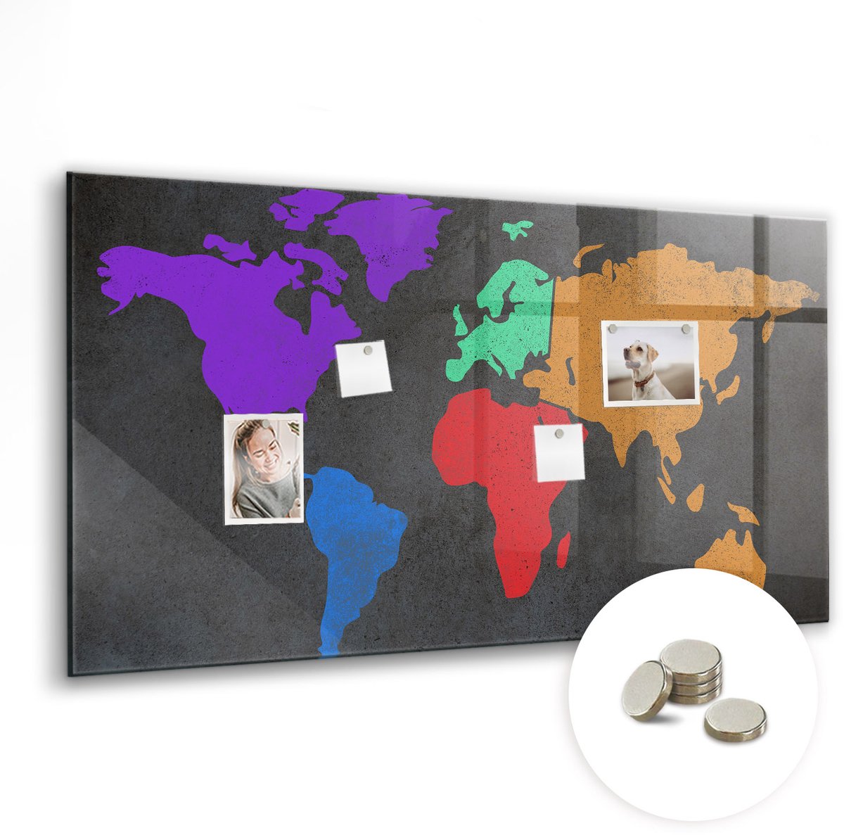 Coloray Glazen Magneetbord - Magnetisch Bord Amerikaanse vlag - 120x60 cm - Veelkleurig Magneetbord - Magnetic Board - Bureau Decoratie