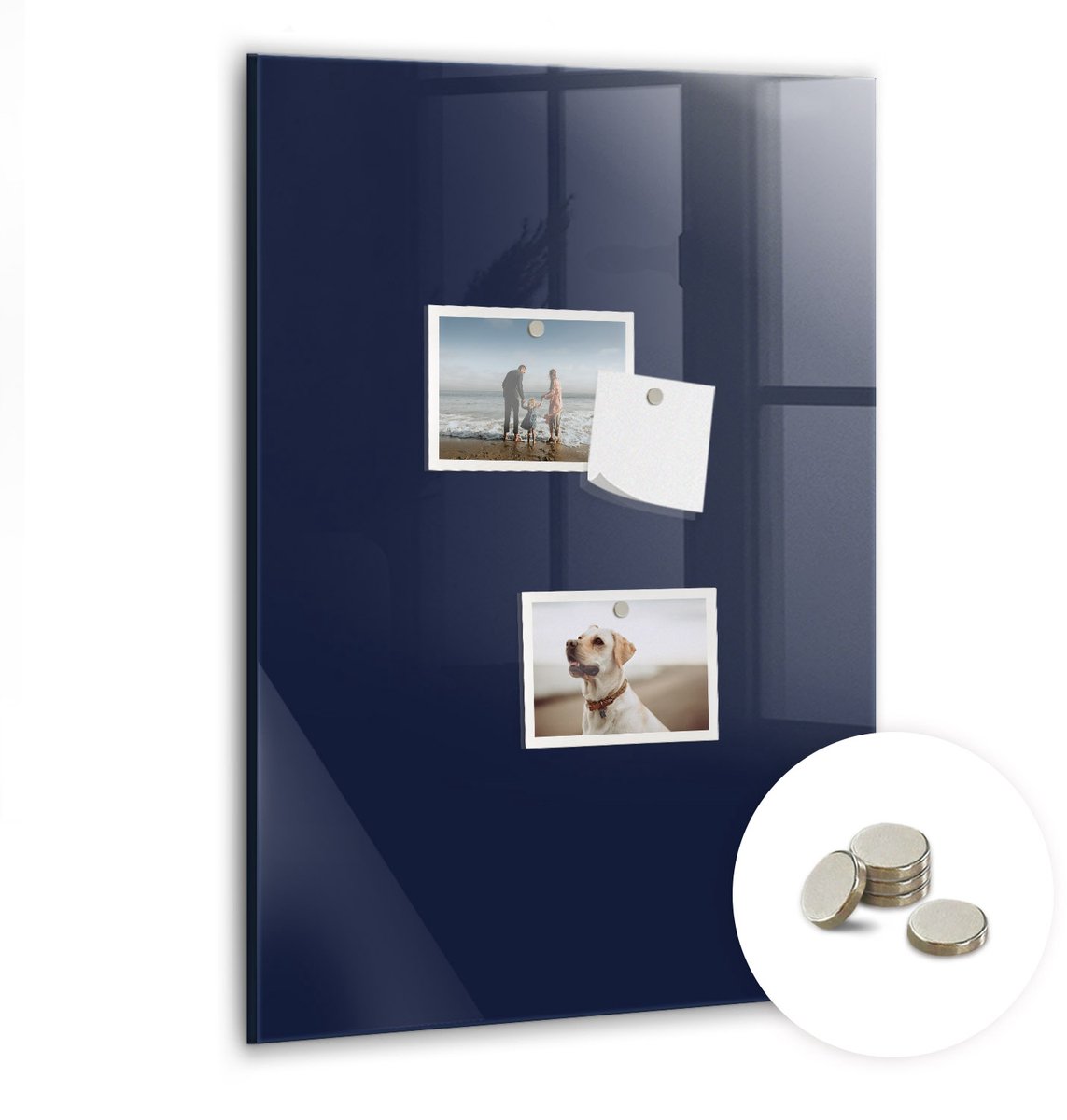 Coloray Glazen Magneetbord - Magnetisch Bord Rode kleur - 40x60 cm - Donker marineblauw Magneetbord - Magnetic Board - Woonkamer Decoratie