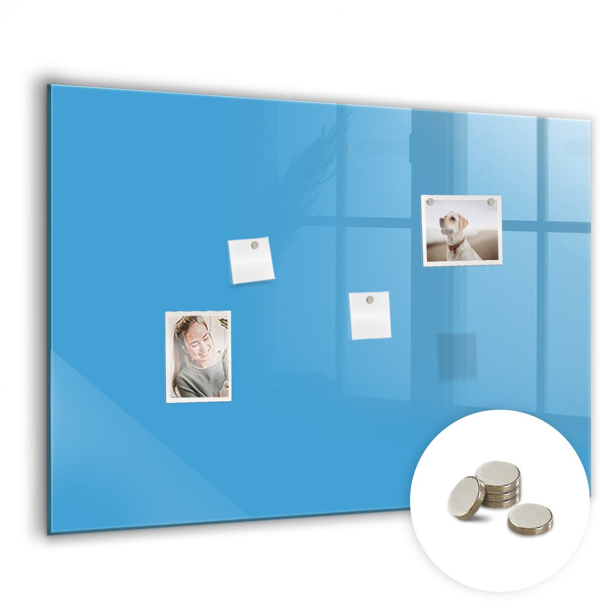 Coloray Glazen Magneetbord - Magnetisch Bord Turkooiskleur - 100x70 cm - Blauw Magneetbord - Magnetic Board - Wanddecoratie