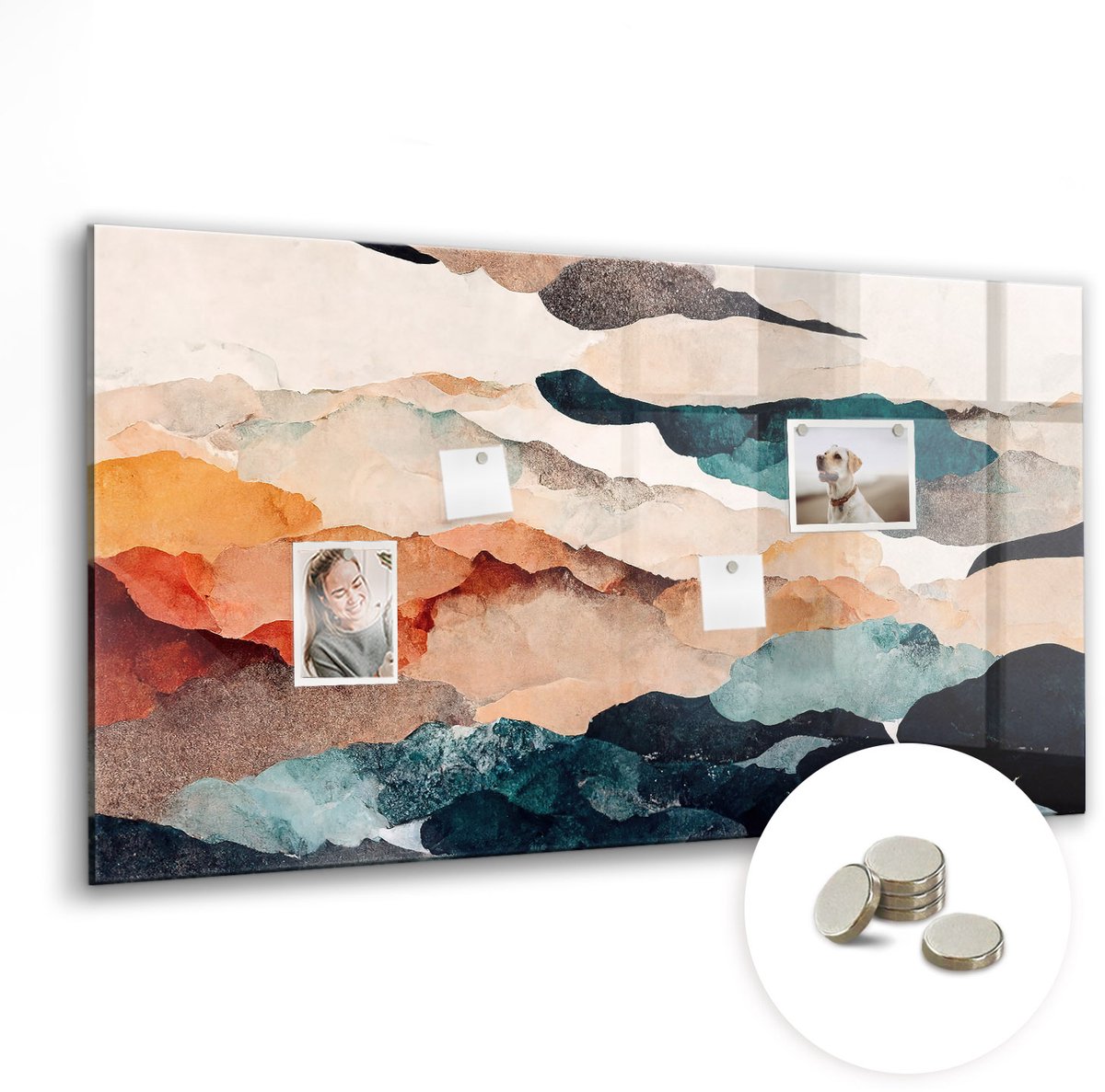 Coloray Glazen Magneetbord - Magnetisch Bord Wereld van sterren, ruimte - 120x60 cm - Veelkleurig Magneetbord - Magnetic Board - Kinderkamer Decoratie