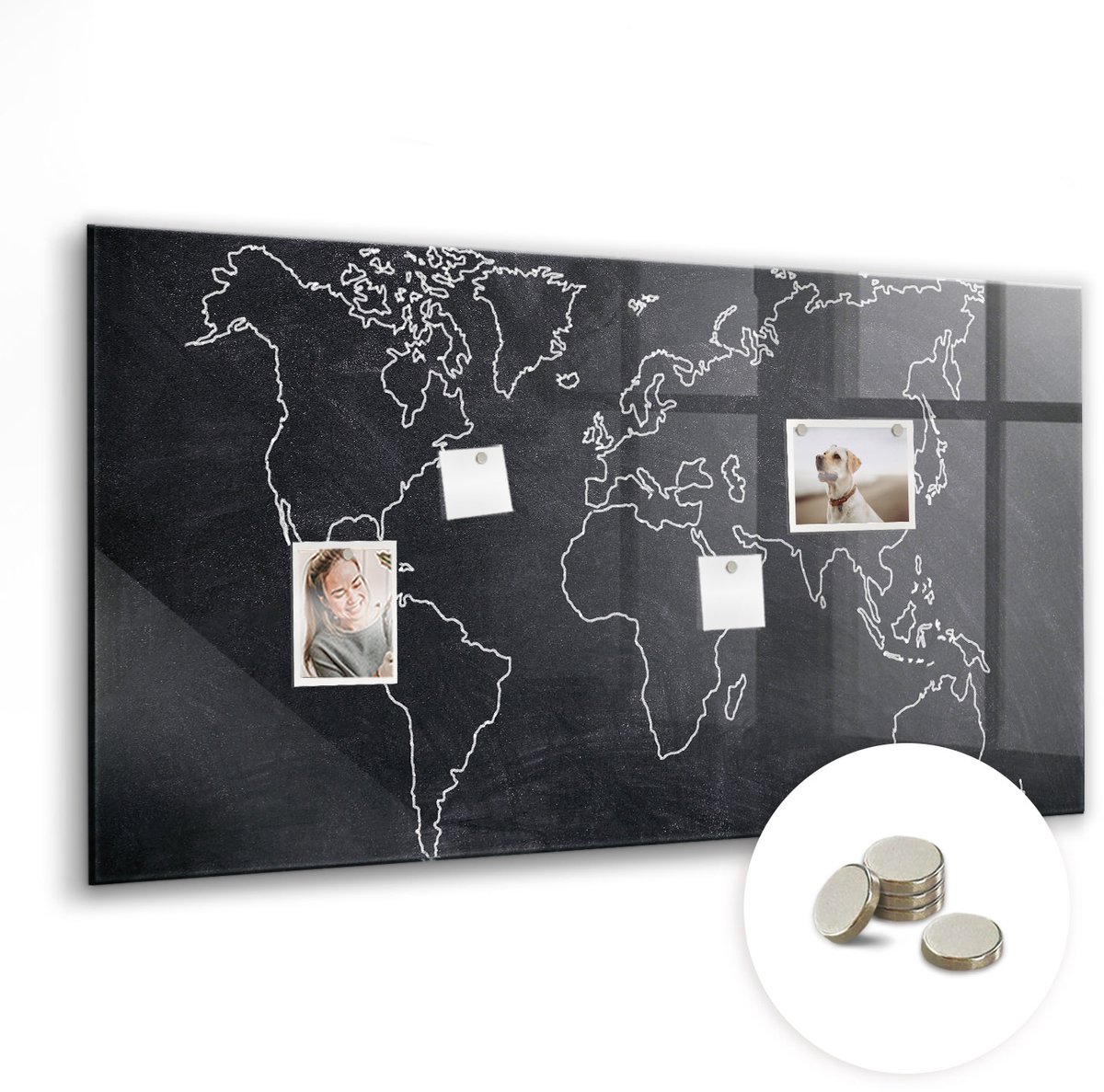 Coloray Glazen Magneetbord - Magnetisch Bord Avontuurlijk citaat - 120x60 cm - Zwart Magneetbord - Magnetic Board - Magnetisch Wandbord