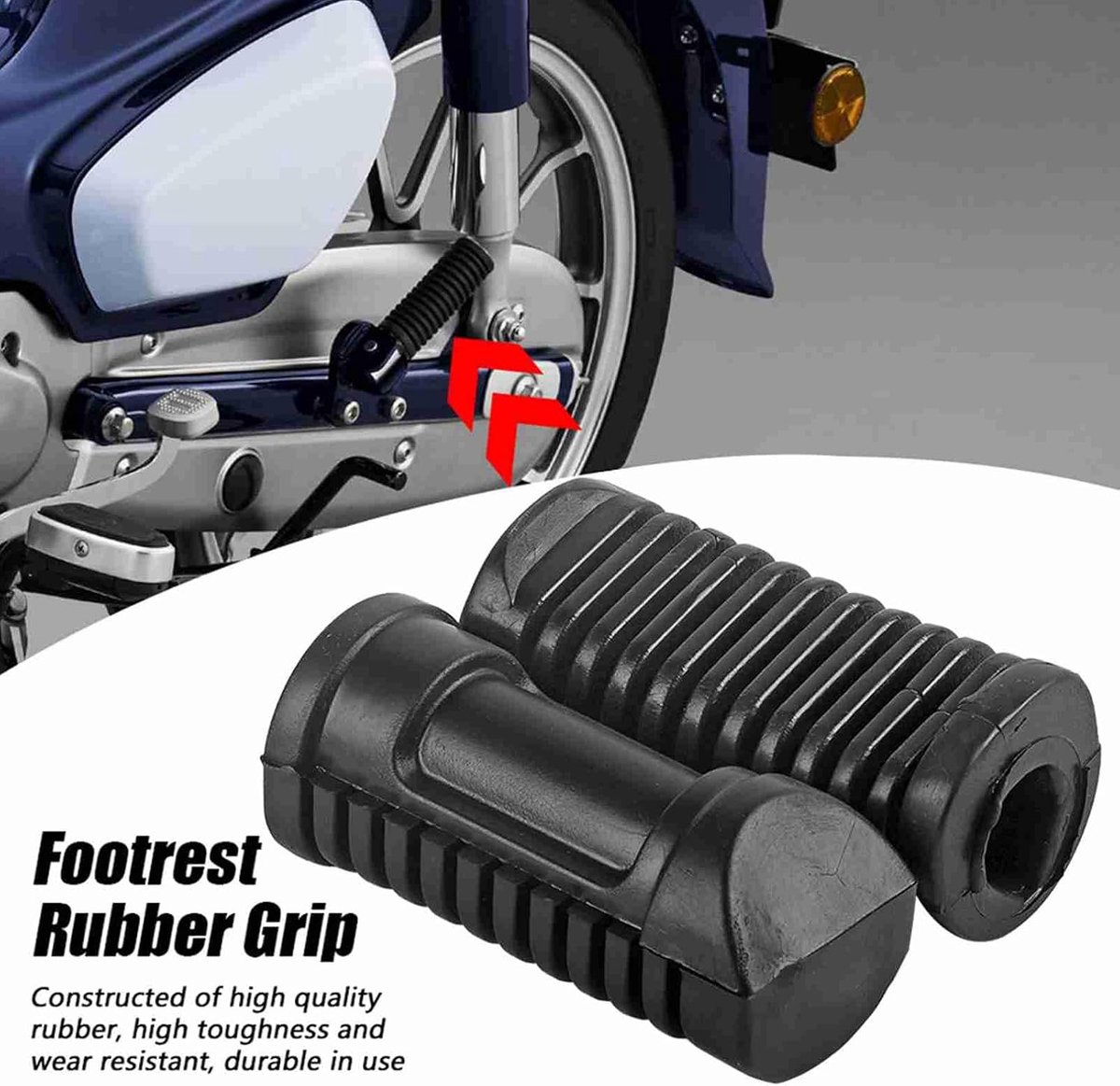 SnelShoppen - Motorfiets Voetsteunplaat Voetsteun Rubber Pad Grip Cover voor 125cc CG 125 - Maximale Contactoppervlak - Eenvoudige Installatie - Direc