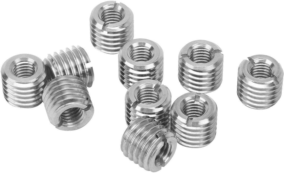 SnelShoppen - Mannelijke Vrouwelijke Draad Reducer Moer Set, 10 Stuks Draad Reparatie Moer Kit M8 M14 Draad Inserts, Roestvrij Staal, Voor Draad Repar