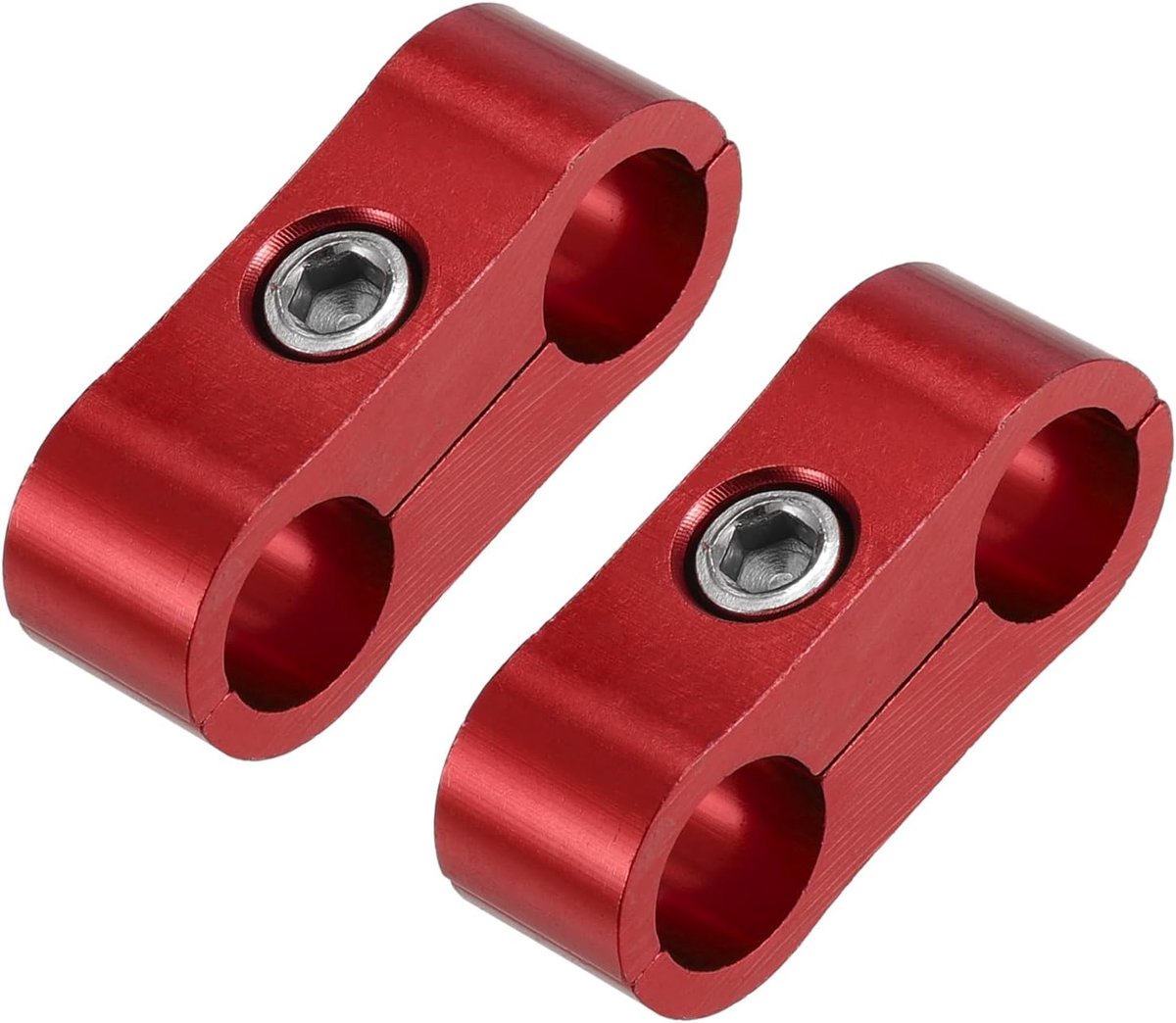 SnelShoppen - 2 Stuks Auto AN4 11mm Slangklemmen Voor Olieleiding Aluminium Legering Rood - Duurzaam en Sterk - Dubbele Bevestiging - Eenvoudige Insta