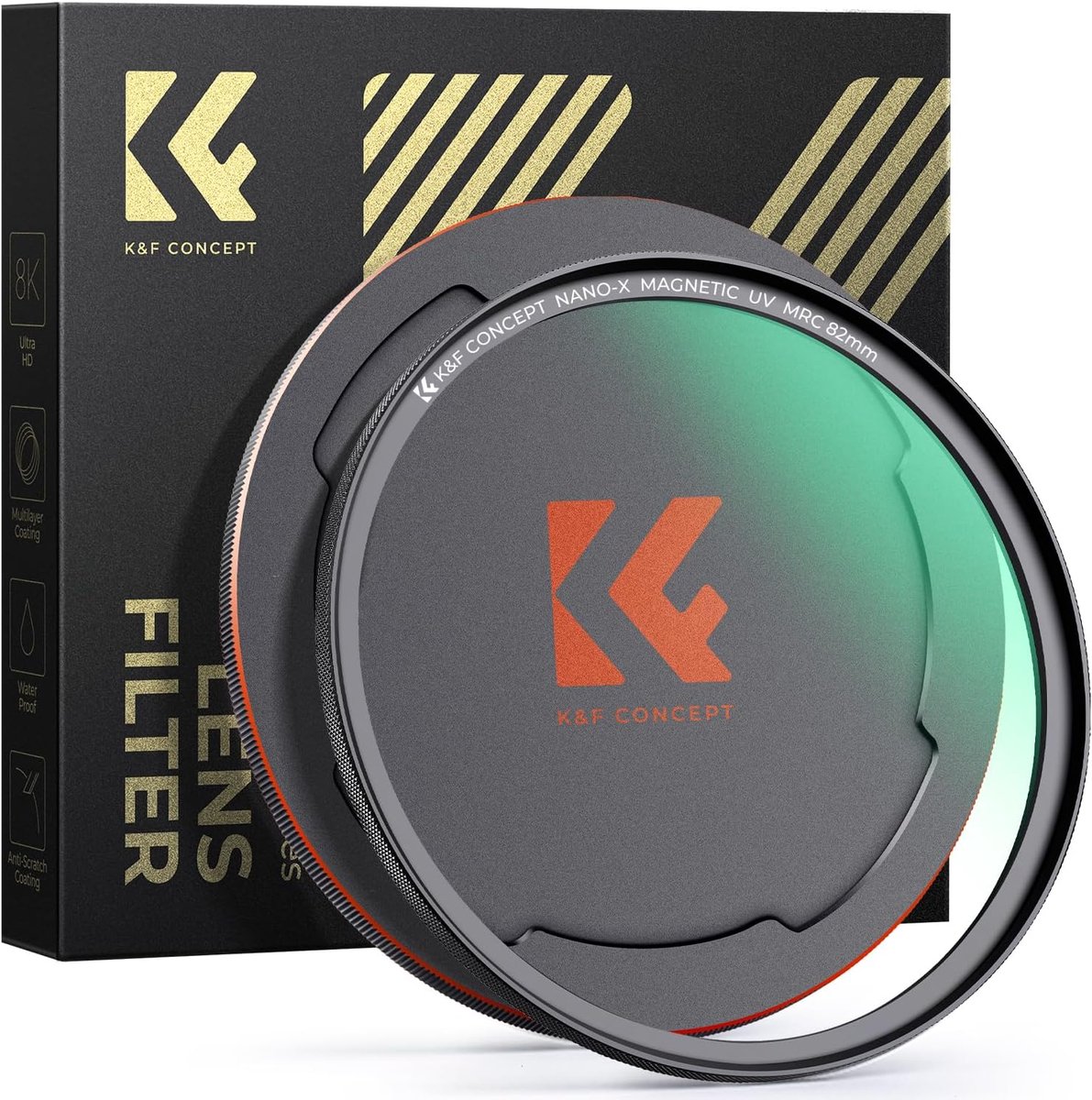 SnelShoppen - 82mm UV Filter met Magnetische Lensdop, Nano Coatings, 28 Laags Optisch Glas, 2-in-1 Hoed voor Gemakkelijk Gebruik en Bescherming