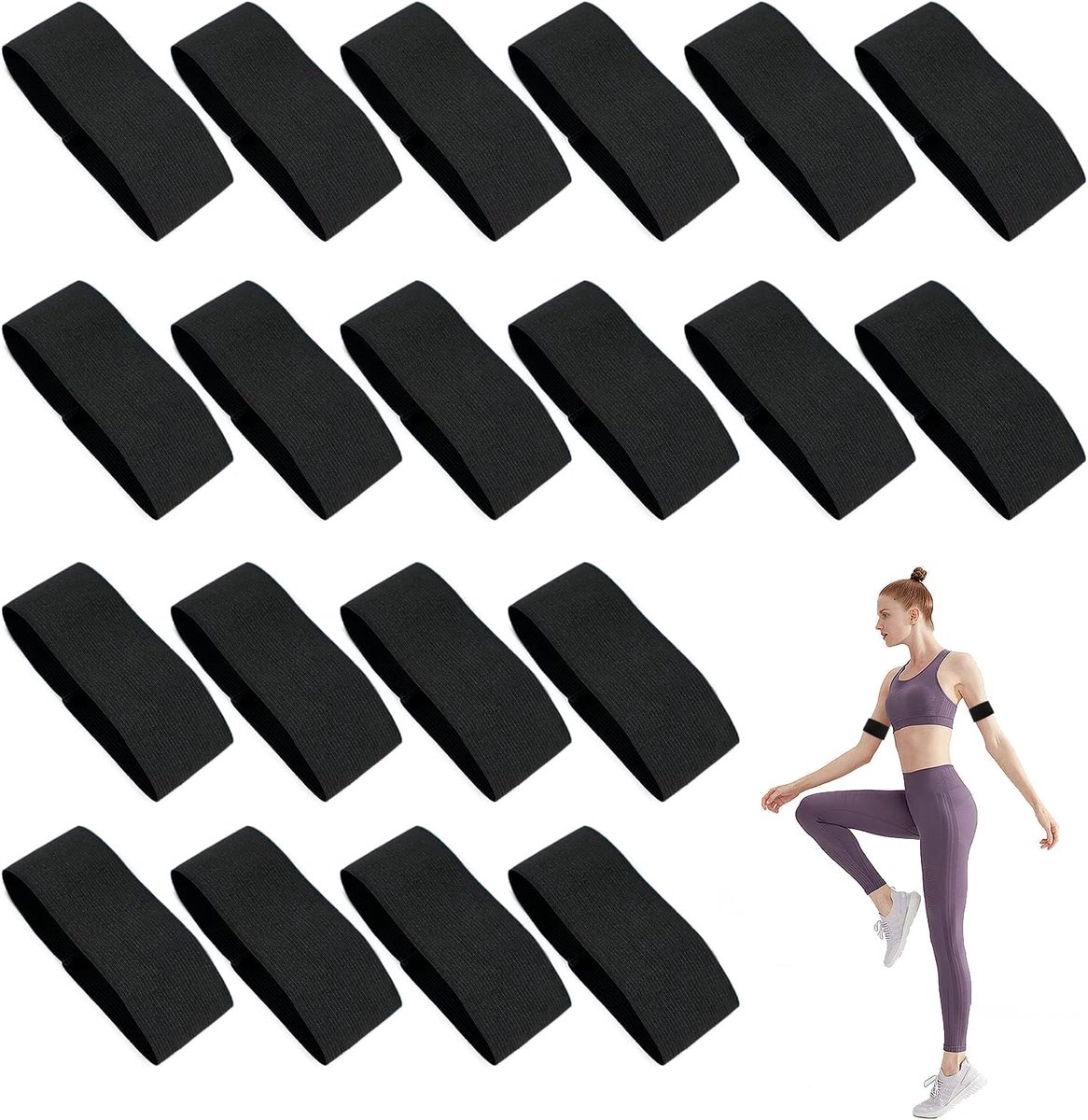 - Rouwflor Armbanden Zwart (20 stuks) - Elastisch - Begrafenis - Sport - Voetbalteam