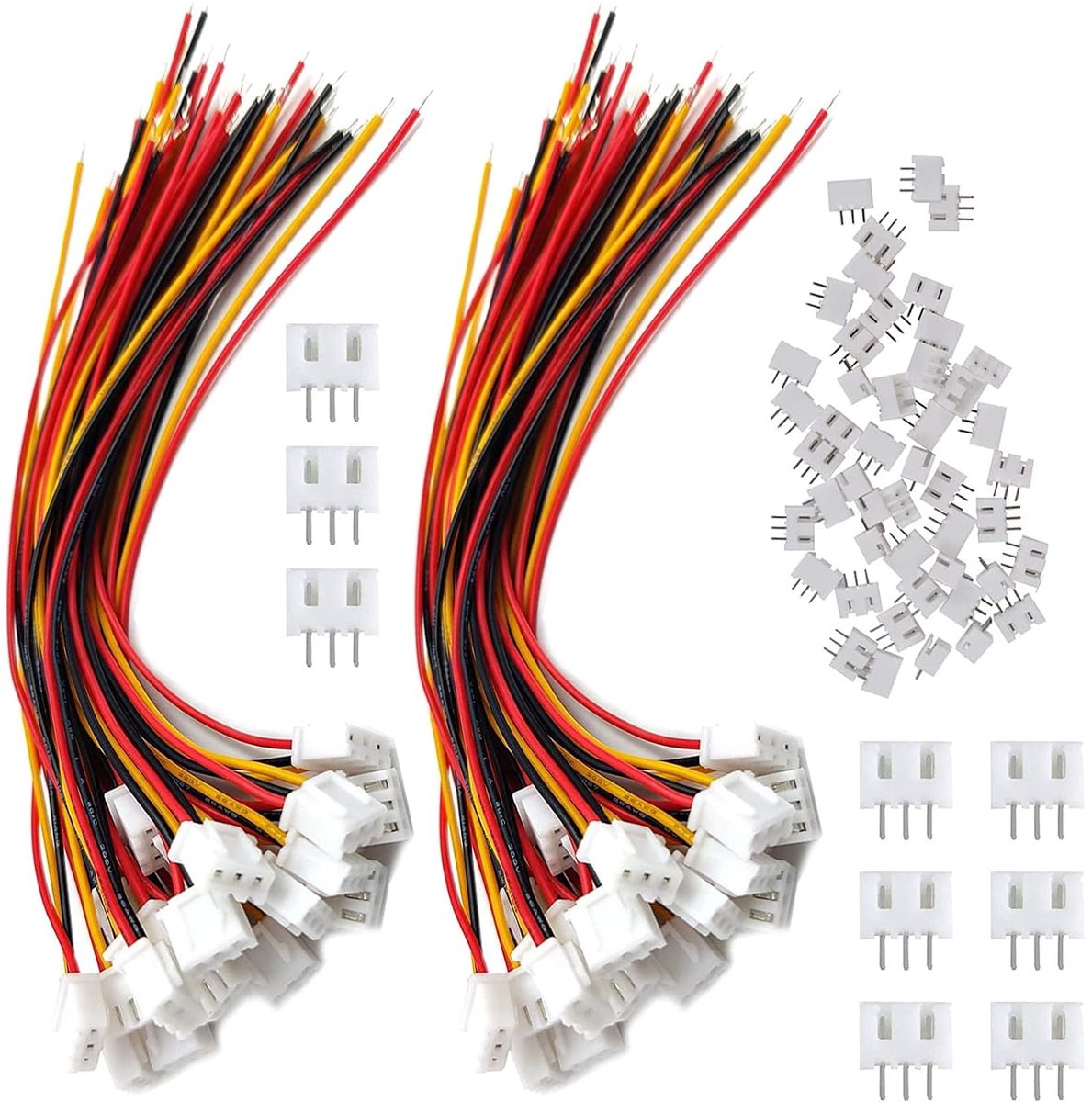 SnelShoppen - 50 Pairs JST-XH 2.54mm 3 Pin Connector Plug met Draad Kabels 15cm, JST 3 Pin Stekker & Socket voor Elektronica Projecten