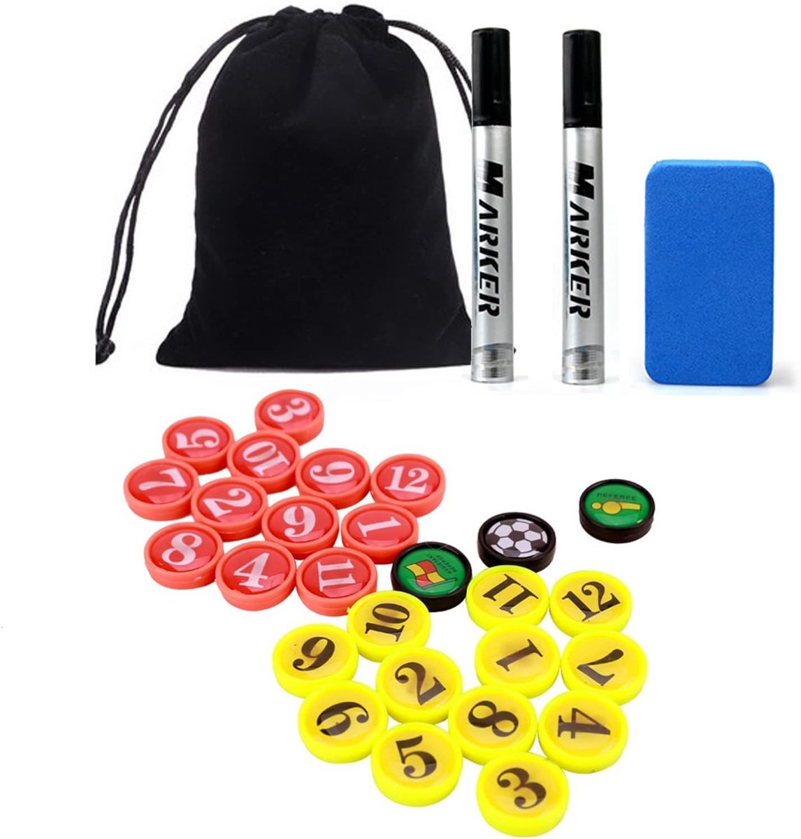 SnelShoppen - Voetbal Coaches Marker Board - Sport Accessoires voor Coaches en Scheidsrechters - Magnetische Tactische Spelbord - 27 Stuks - Ideaal vo