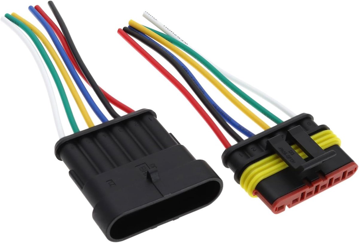 SnelShoppen - 6-Pins Elektrische Draadconnector AWG - Waterdichte Auto Connector Plug voor Stroom tot 10A - Vervangingsonderdelen - 8cm Lengte