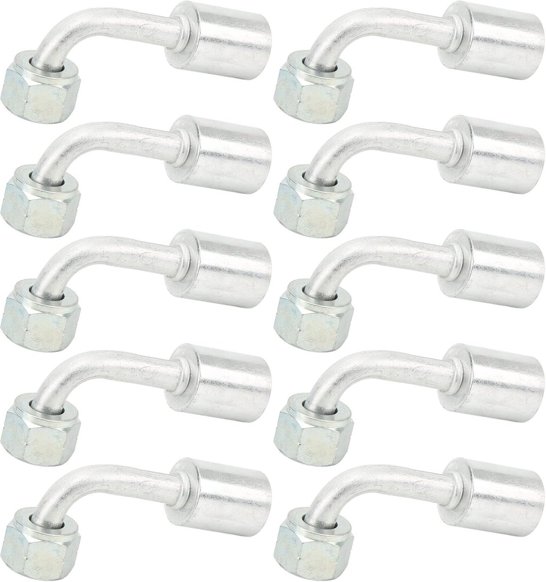 SnelShoppen - 10 Stuks Airconditioning Slang Fittingen, 90 Graden Aluminium Aansluiting, Auto Koelvloeistof Slang, R134 Adapter voor Alle L