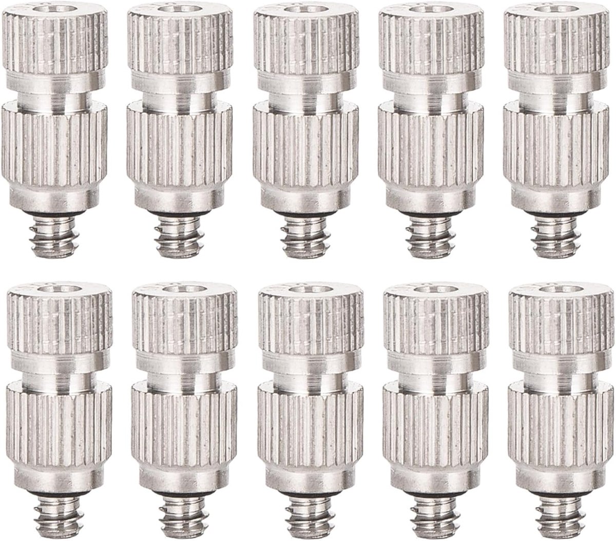 SnelShoppen - 10 x Spraydoppen voor Buitenkoelsysteem - RVS Hoge Druk Spuitkoppen met Messing Filter - Mistkoppen voor Tuin, Camping en Feest
