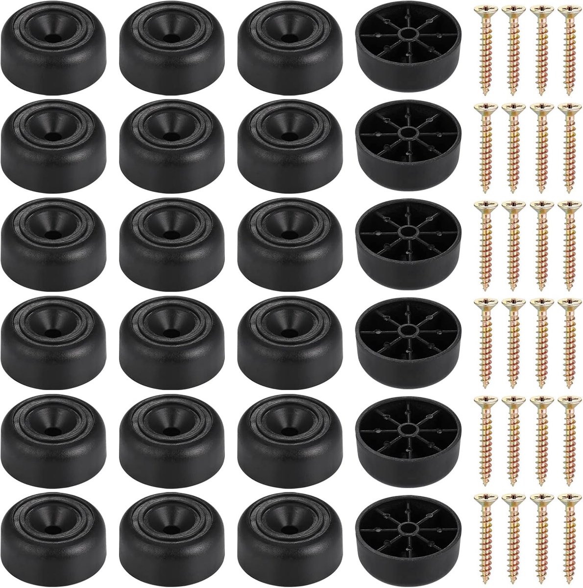 SnelShoppen - 24 Stuks Meubelpoten Diameter 33 mm x H 13 mm Ronde Meubelpoten Schroefbare Voeten voor Meubels Antislip Kastpoten Meubelglijders met Sc