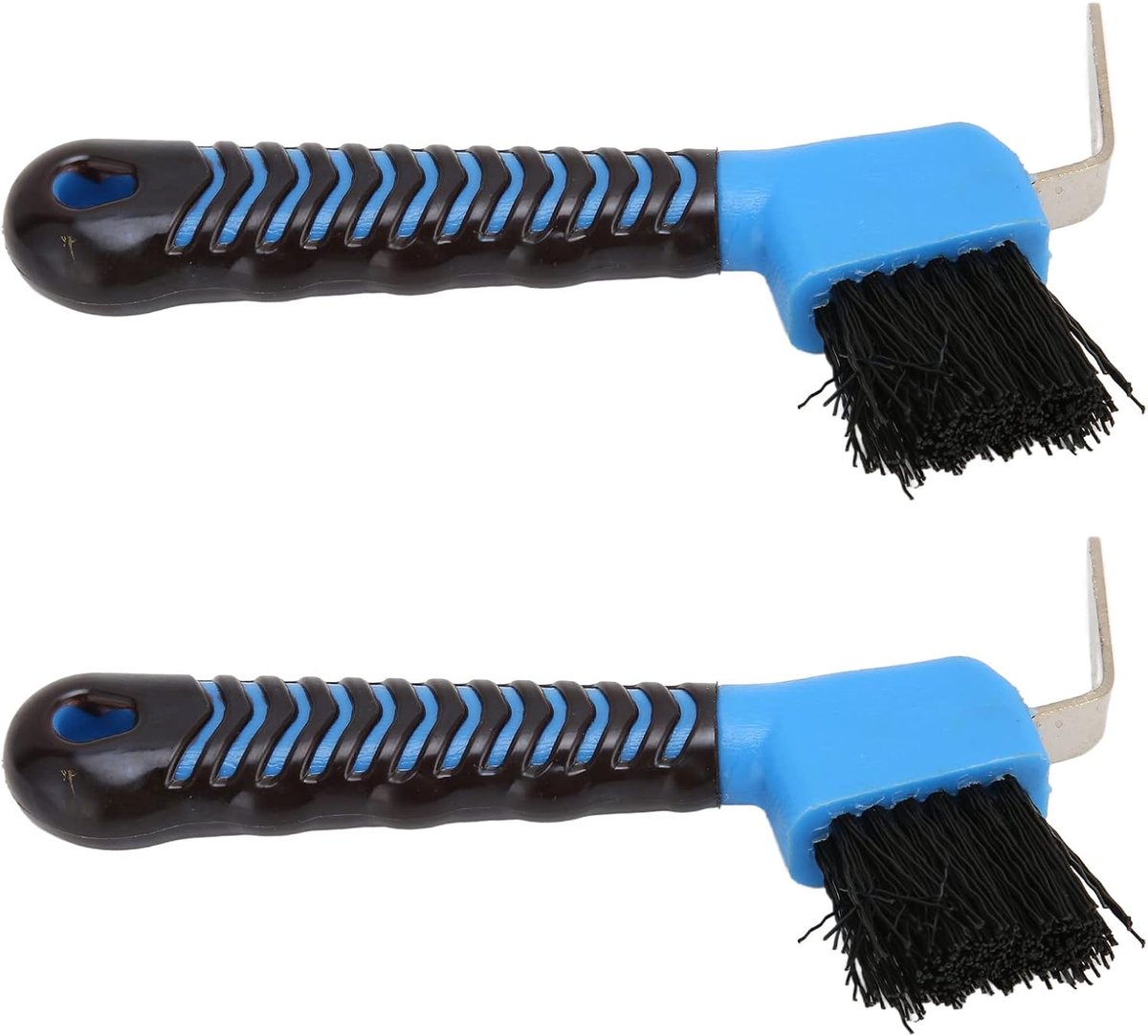 SnelShoppen - 2-delige Rubber Hoefenschraper met Borstels, Houten Handvat, Ergonomisch, Antislip, Duurzaam, Ideaal voor Paardenverzorging en Schoonmak