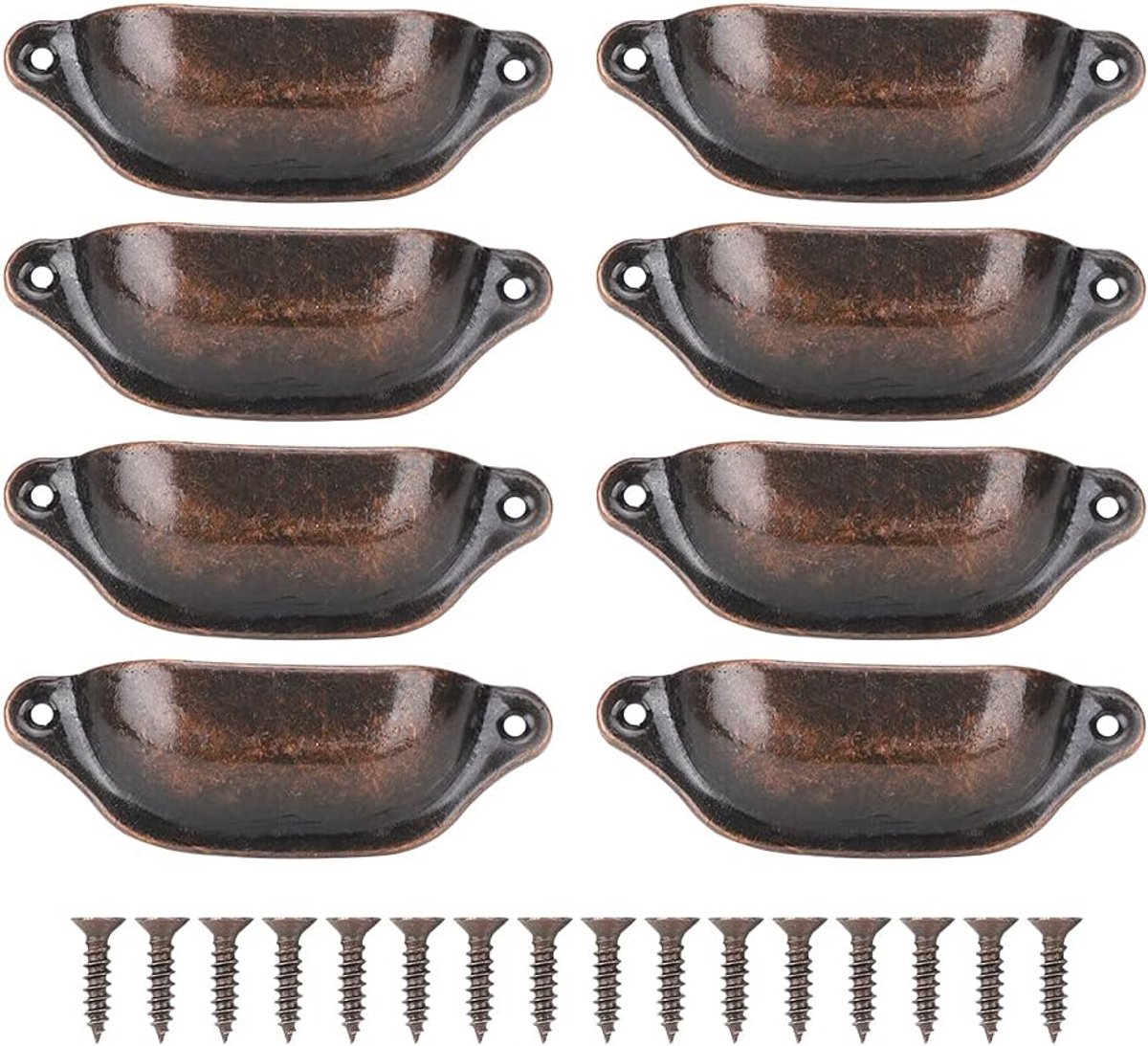 Set of 8 Half Moon Drawer Handles, Metal, Bronze, 97 x 35 x 18 mm - ShopVlot