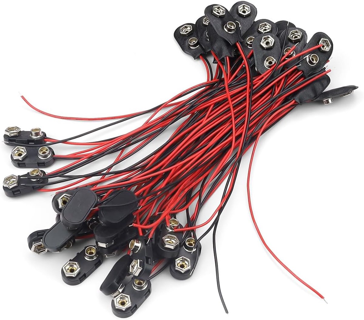 DOOKA Pack of 40 9 V Battery Socket 9 V Adapter with 150 mm Control Cables, Battery Clip Plastic Type I and I Type - ShopVlot