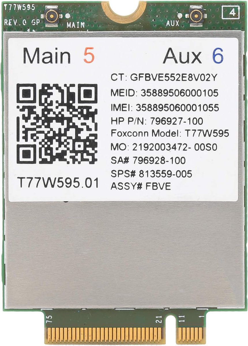 SnelShoppen - X5 LTE Modem M.2 WIFI Netwerk Kaart voor HP EliteBook 840 G3/850 G3/ZBook 15u G3/745 G3/755 G3/820 G3/828 G3 - 4G LTE WWAN Module voor S