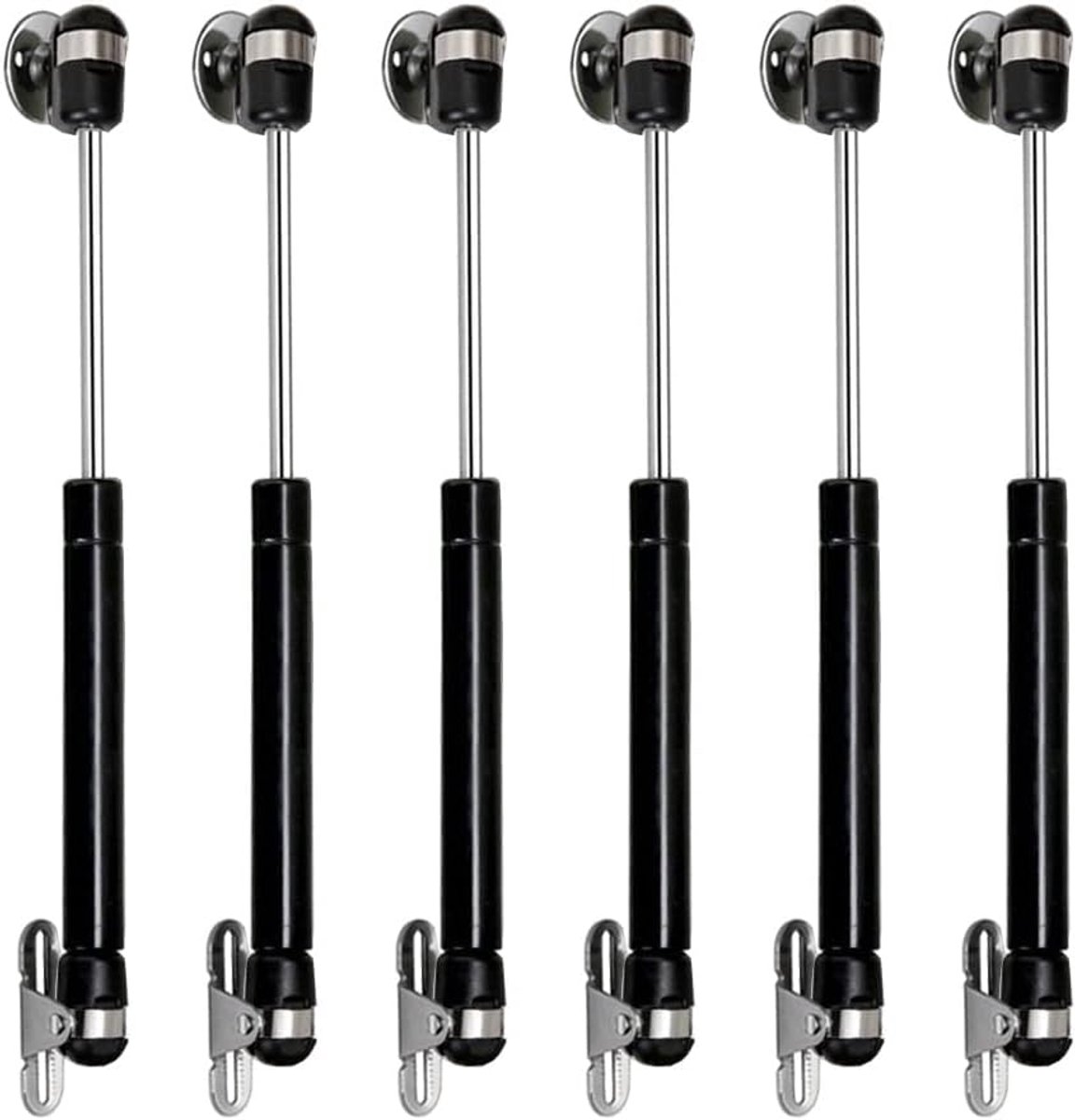 SnelShoppen - 6Pcs 100N Gasveer Lid Hydraulische Gasveer Lift Ondersteuning Keuken Kast Blijvende Steun Hinge Gasveer Zwart