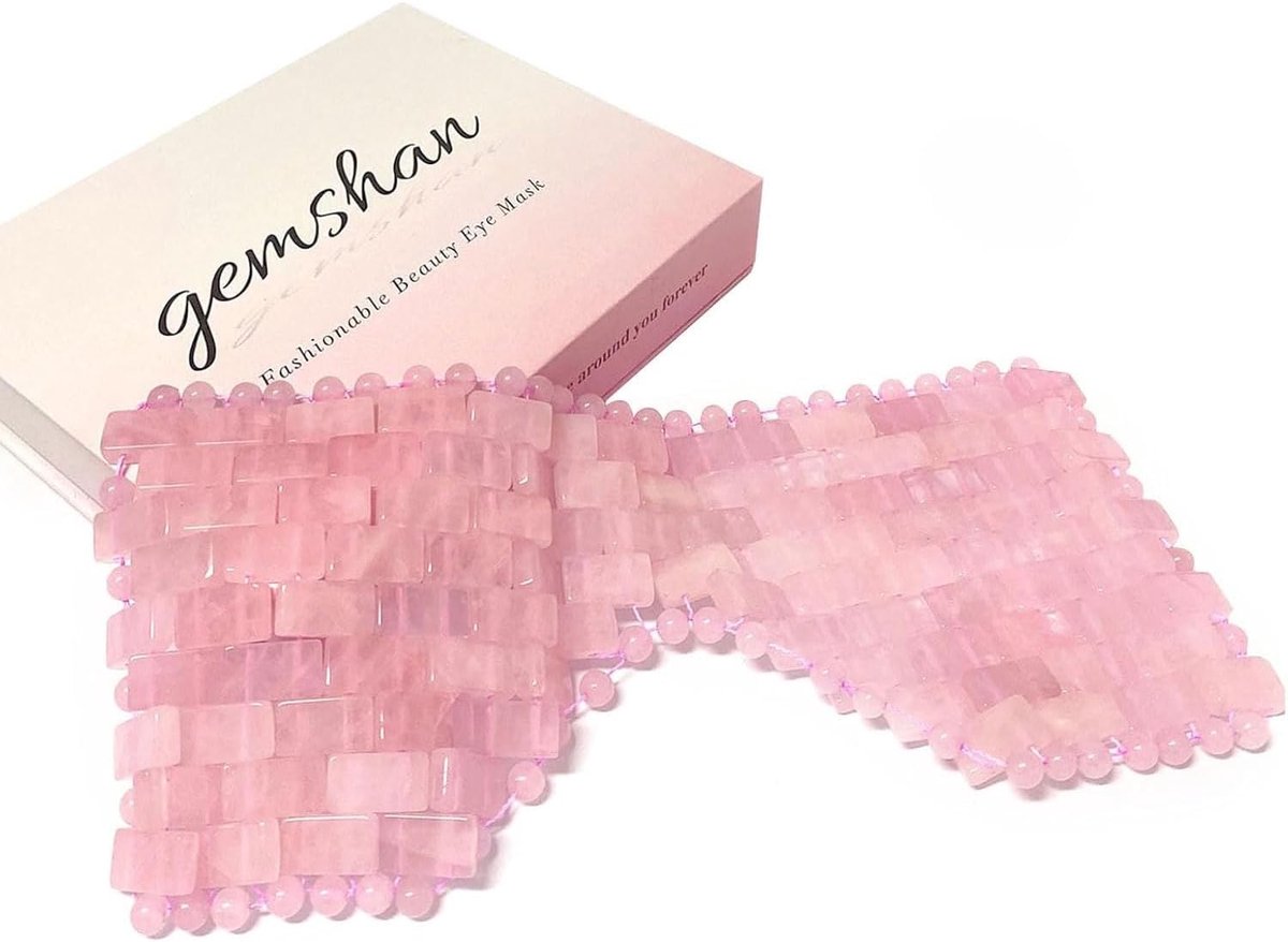 SnelShoppen - Herbruikbaar Jade Oogmasker 100% Natuurlijk Rozenkwarts - Handgemaakt - Ideaal voor Ontspanning en Huidverzorging - Roze M