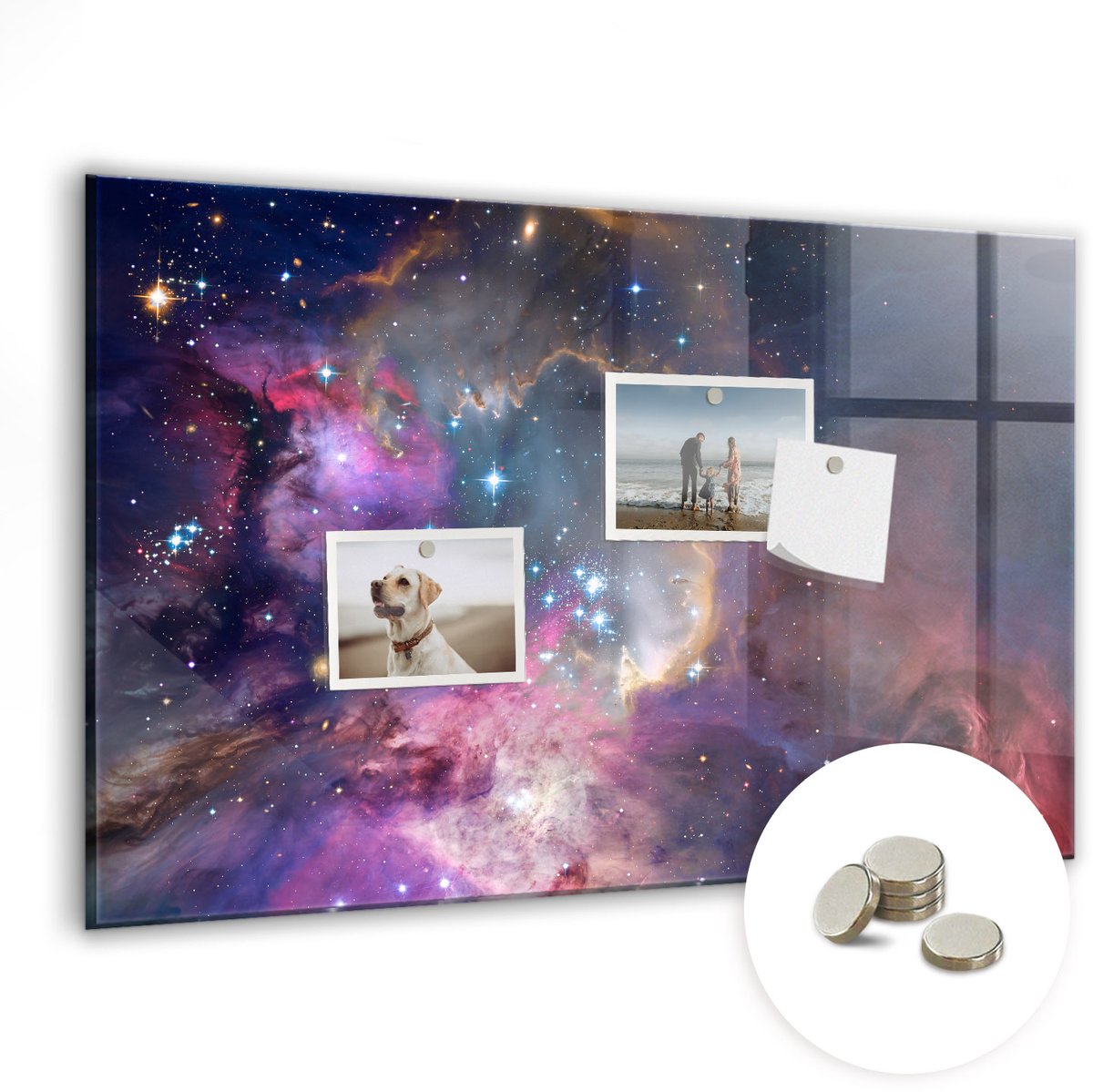 Coloray Glazen Magneetbord - Magnetisch Bord Melkwegwereld - 60x40 cm - Veelkleurig Magneetbord - Magnetic Board - Glazen Magneetbord