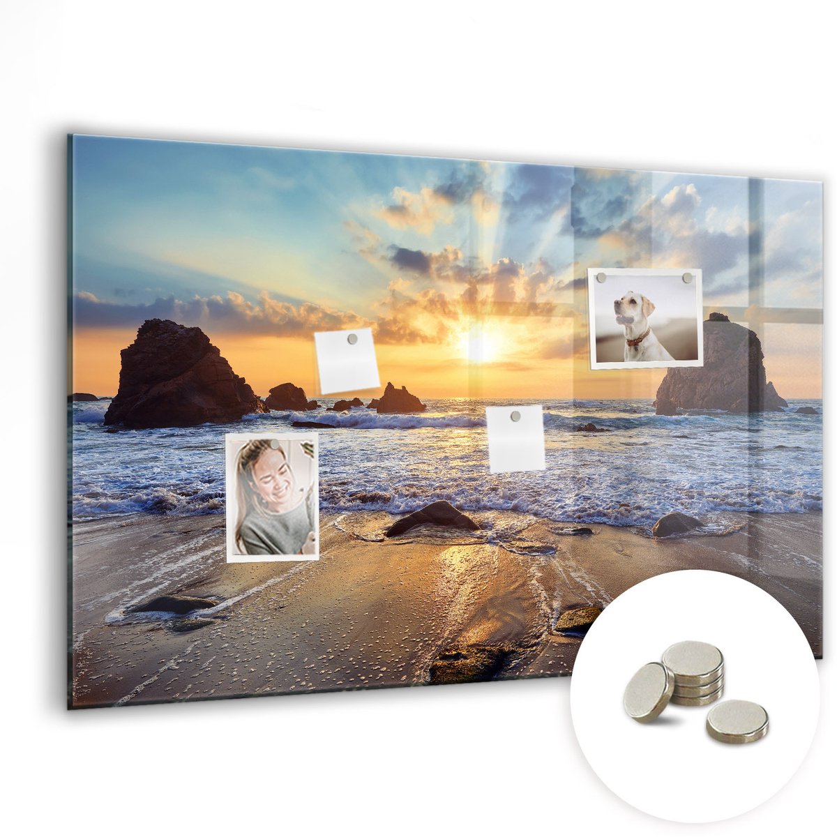 Coloray Glazen Magneetbord - Magnetisch Bord Planetenstelsel - 90x60 cm - Veelkleurig Magneetbord - Magnetic Board - Magnetisch Wandbord