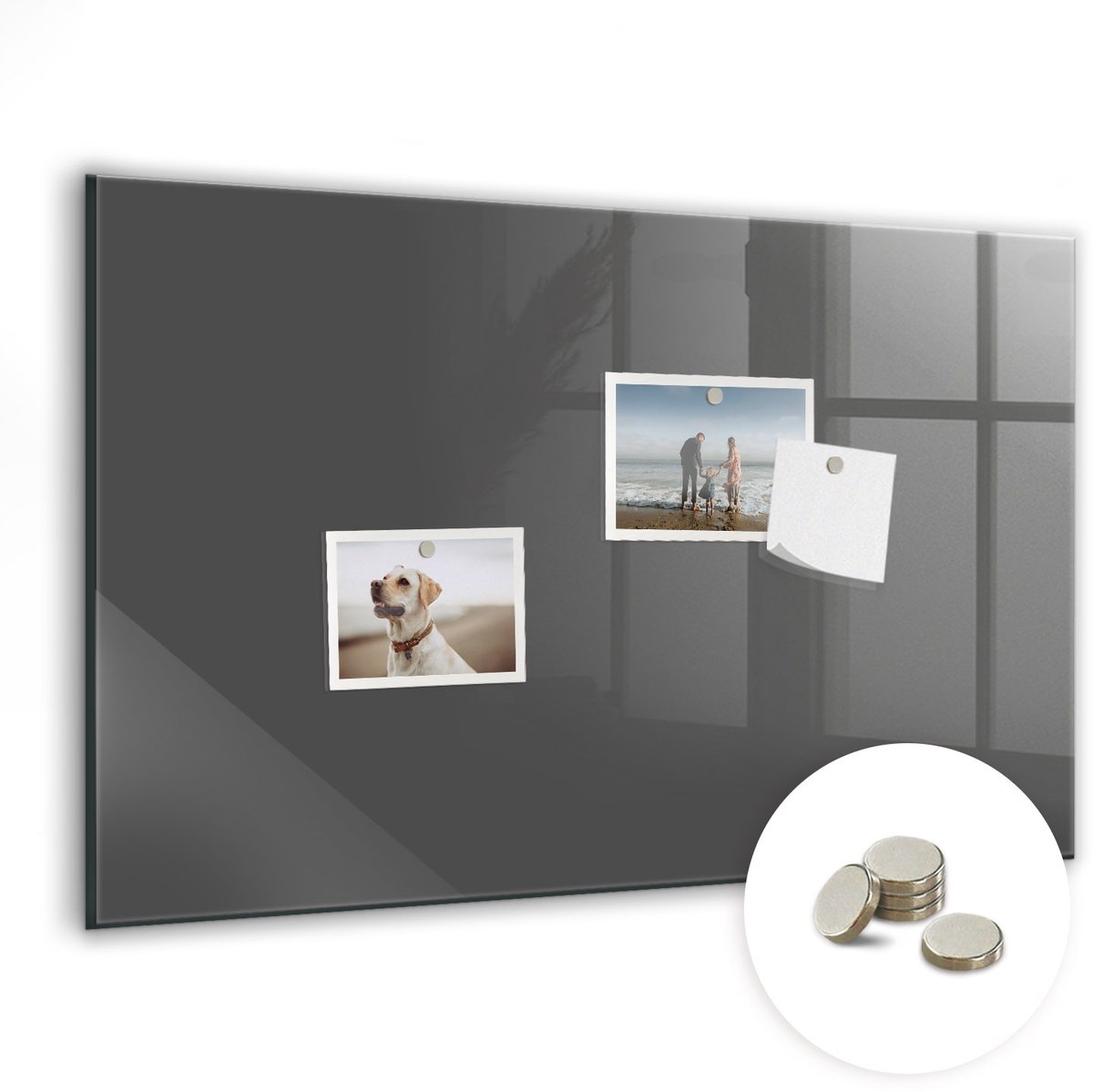 Coloray Glazen Magneetbord - Magnetisch Bord Grijze kleur - 60x40 cm - Grijs Magneetbord - Magnetic Board - Memobord
