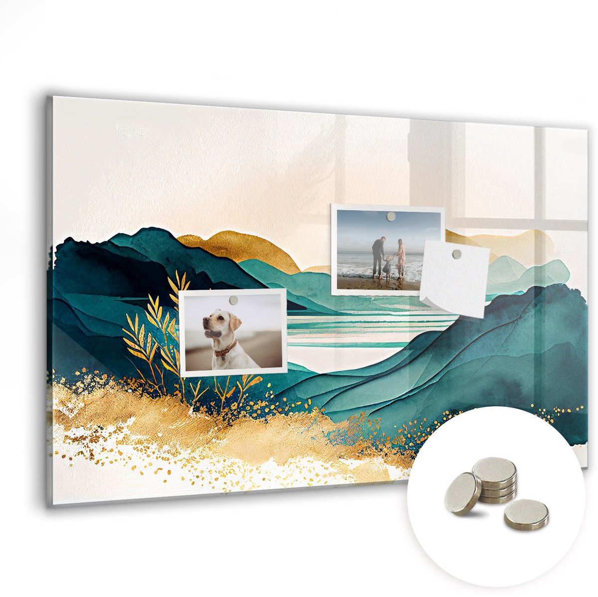 Coloray Glazen Magneetbord - Magnetisch Bord Berglandschap - 60x40 cm - Veelkleurig Magneetbord - Magnetic Board - Woonkamer Decoratie