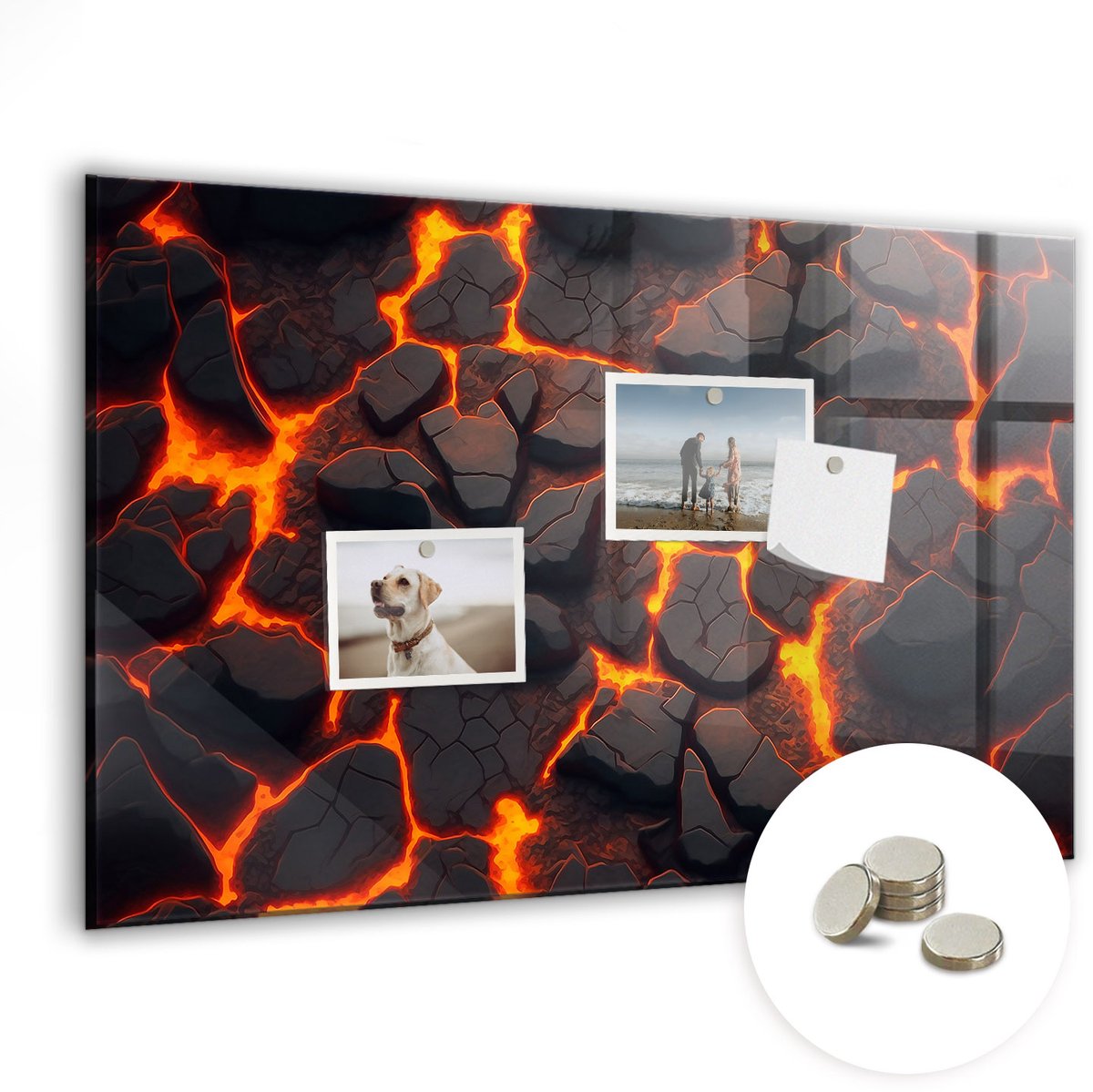 Coloray Glazen Magneetbord - Magnetisch Bord Lava-vulkaan - 60x40 cm - Zwart Magneetbord - Magnetic Board - Glazen Magneetbord
