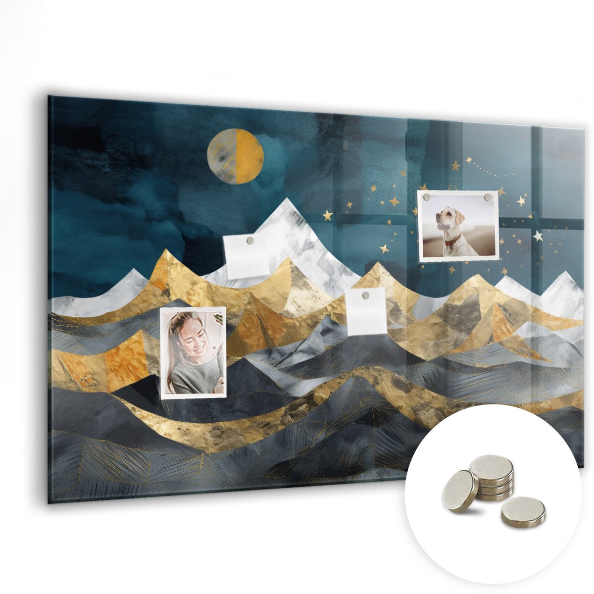 Coloray Glazen Magneetbord - Magnetisch Bord Tropische bladeren - 90x60 cm - Veelkleurig Magneetbord - Magnetic Board - Wanddecoratie