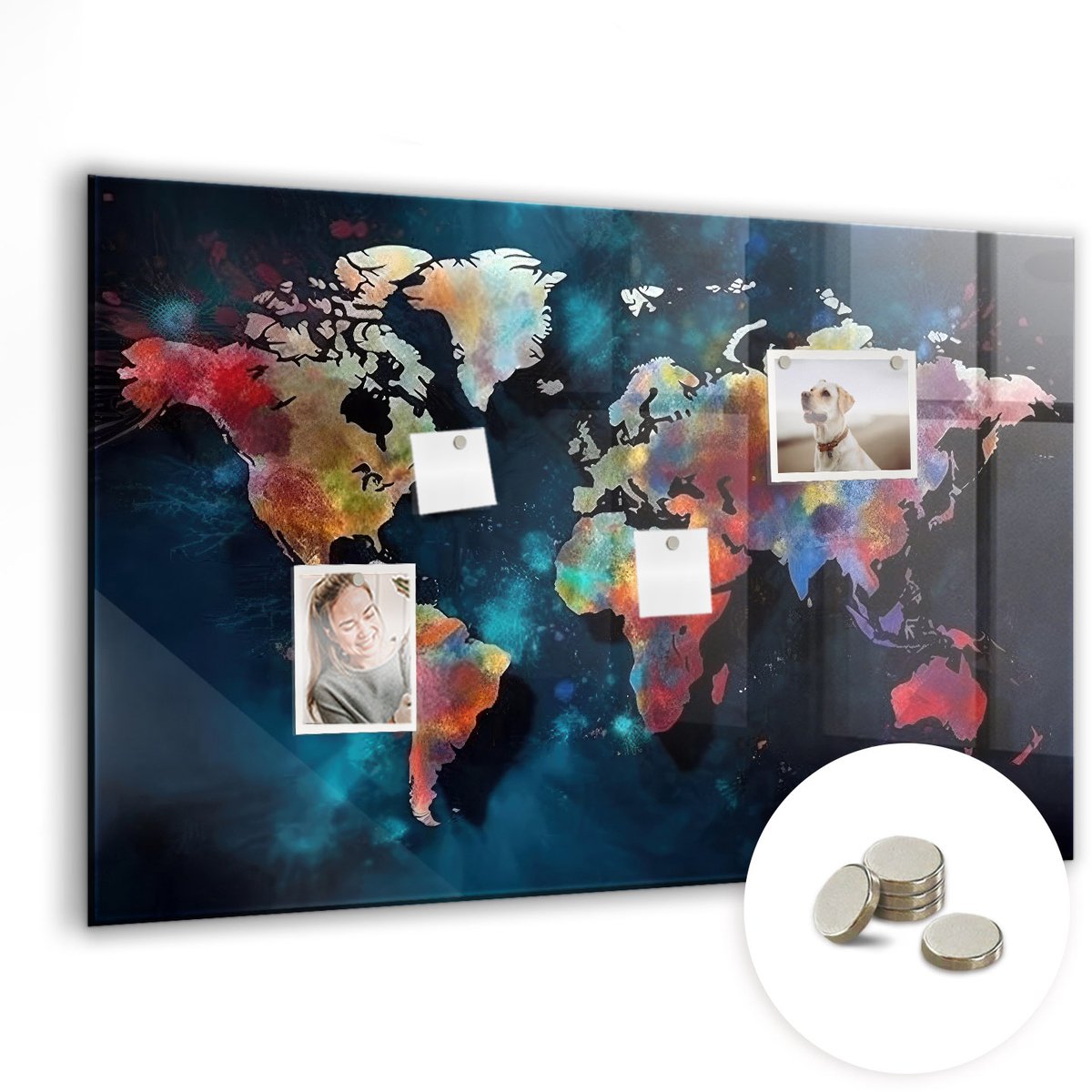 Coloray Glazen Magneetbord - Magnetisch Bord Limoenschijfjes - 90x60 cm - Veelkleurig Magneetbord - Magnetic Board - Woonkamer Decoratie