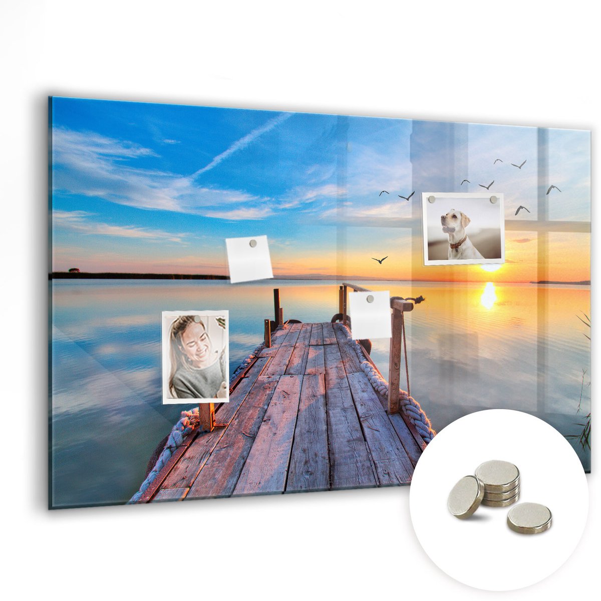 Coloray Glazen Magneetbord - Magnetisch Bord Lente natuur - 90x60 cm - Veelkleurig Magneetbord - Magnetic Board - Woonkamer Decoratie