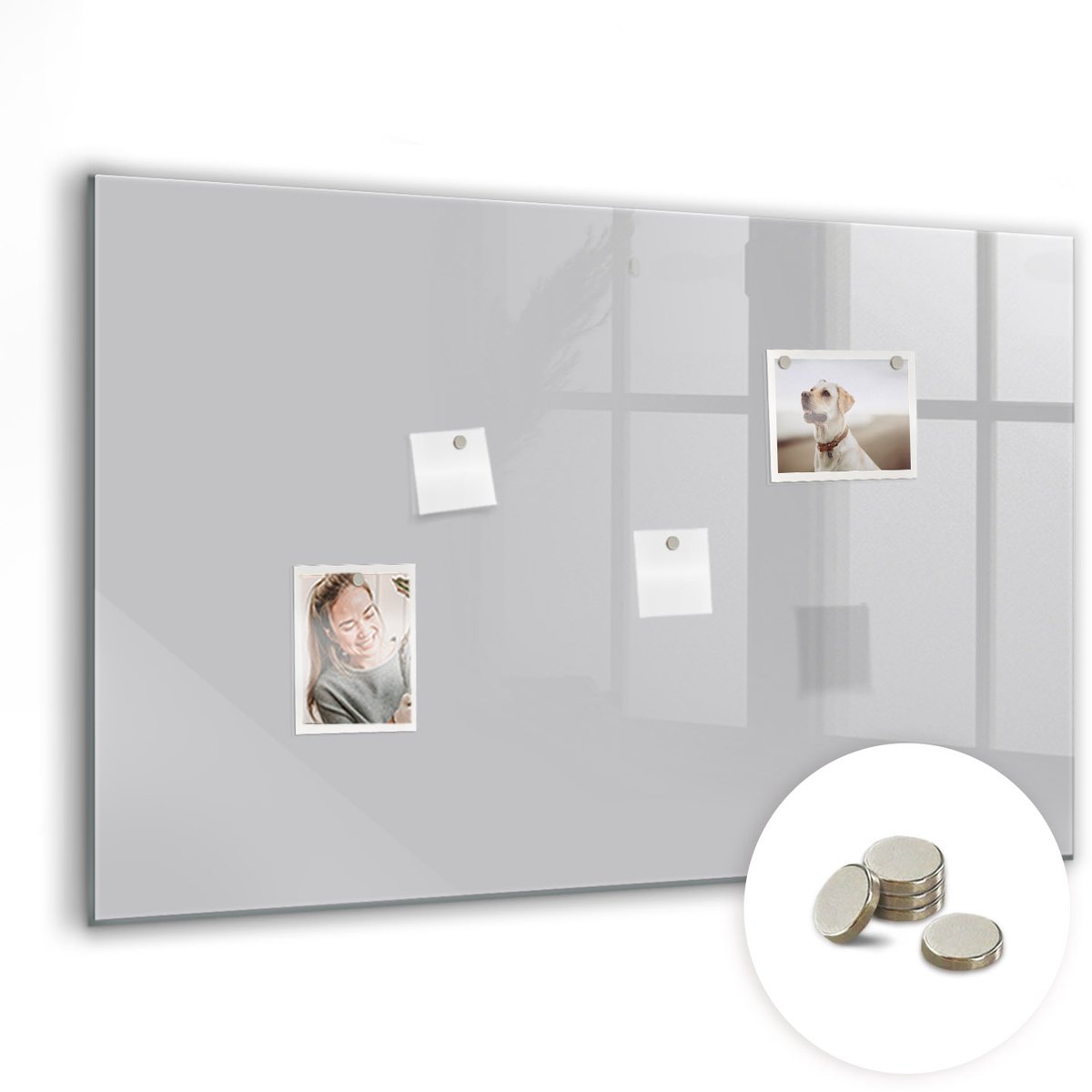 Coloray Glazen Magneetbord - Magnetisch Bord Beige kleur - 90x60 cm - Lichtgrijs Magneetbord - Magnetic Board - Magneetbord Design
