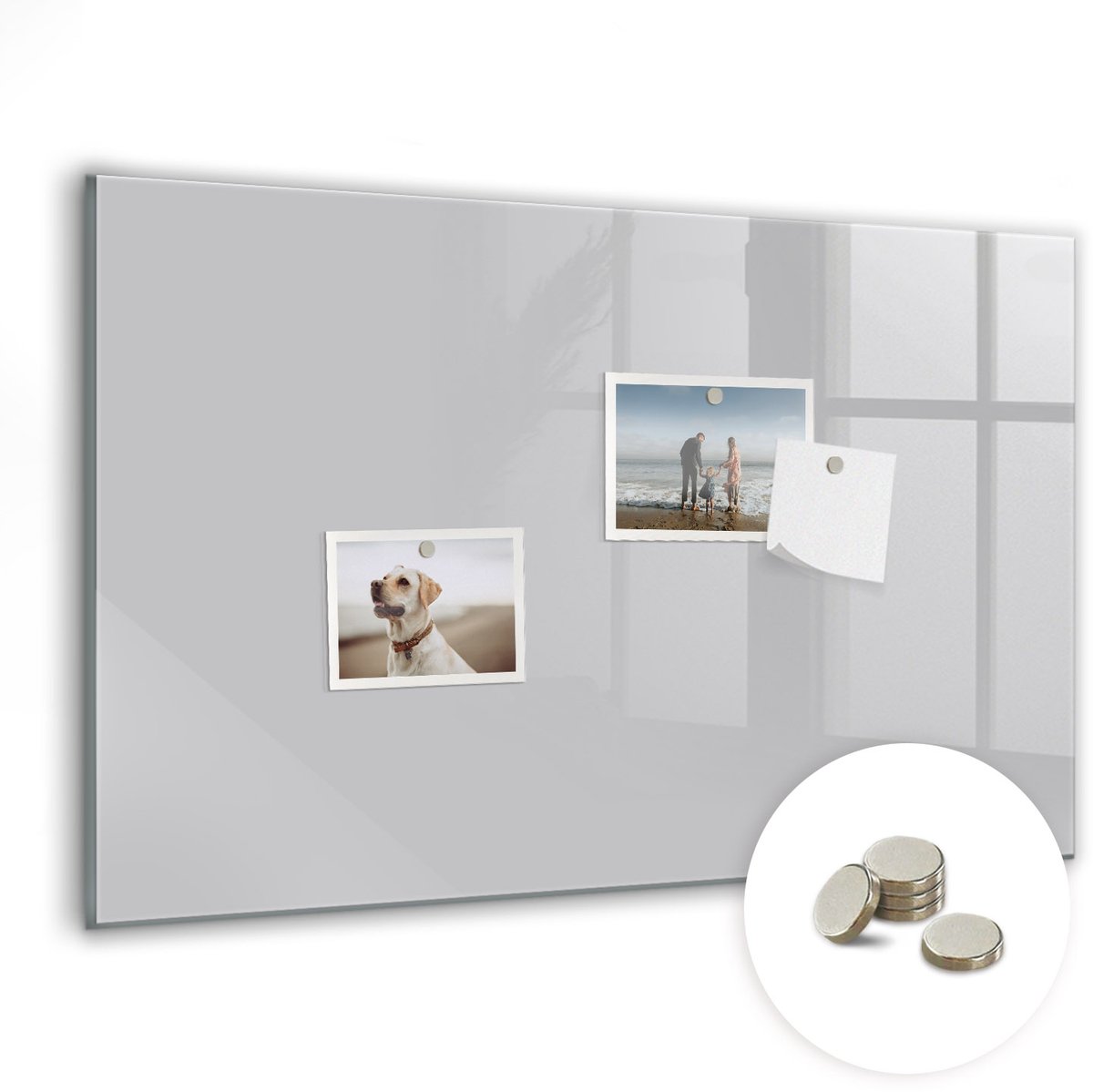 Coloray Glazen Magneetbord - Magnetisch Bord Lichtgrijze kleur - 60x40 cm - Lichtgrijs Magneetbord - Magnetic Board - Wanddecoratie