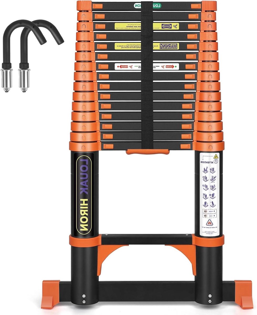 Telescopische Ladder - Uittrekbare Vouwladder - Veilig Klussen - Hoge Aluminium Kwaliteit - 47 Meter - Aluminiumkleurig