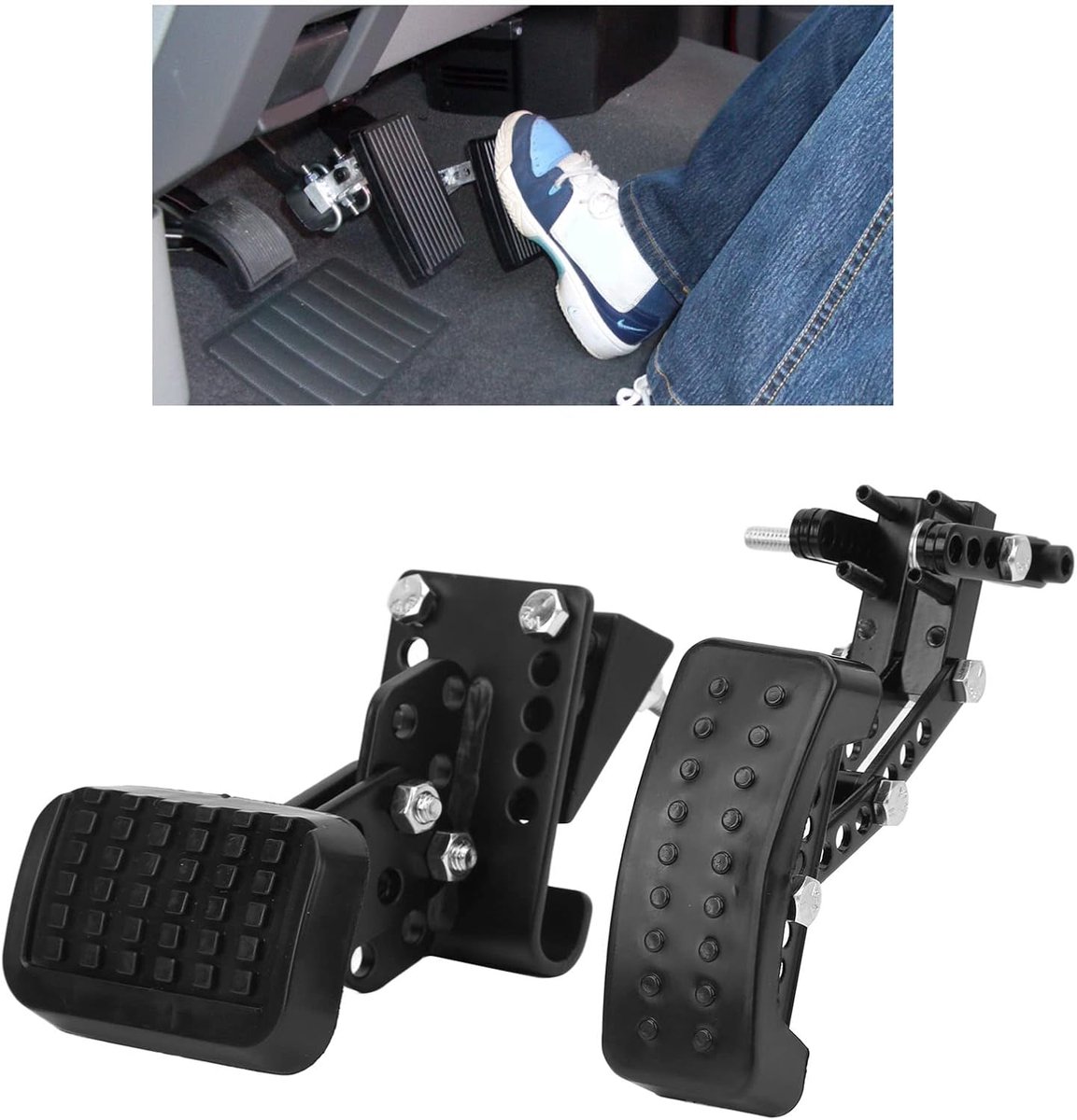 SnelShoppen - Gas en Rempedaal Extenders Auto Pedalen Verlengingen Handmatig Universeel Antislip Versneller Rempedaal Verlengingen, Verstelbare Lengte