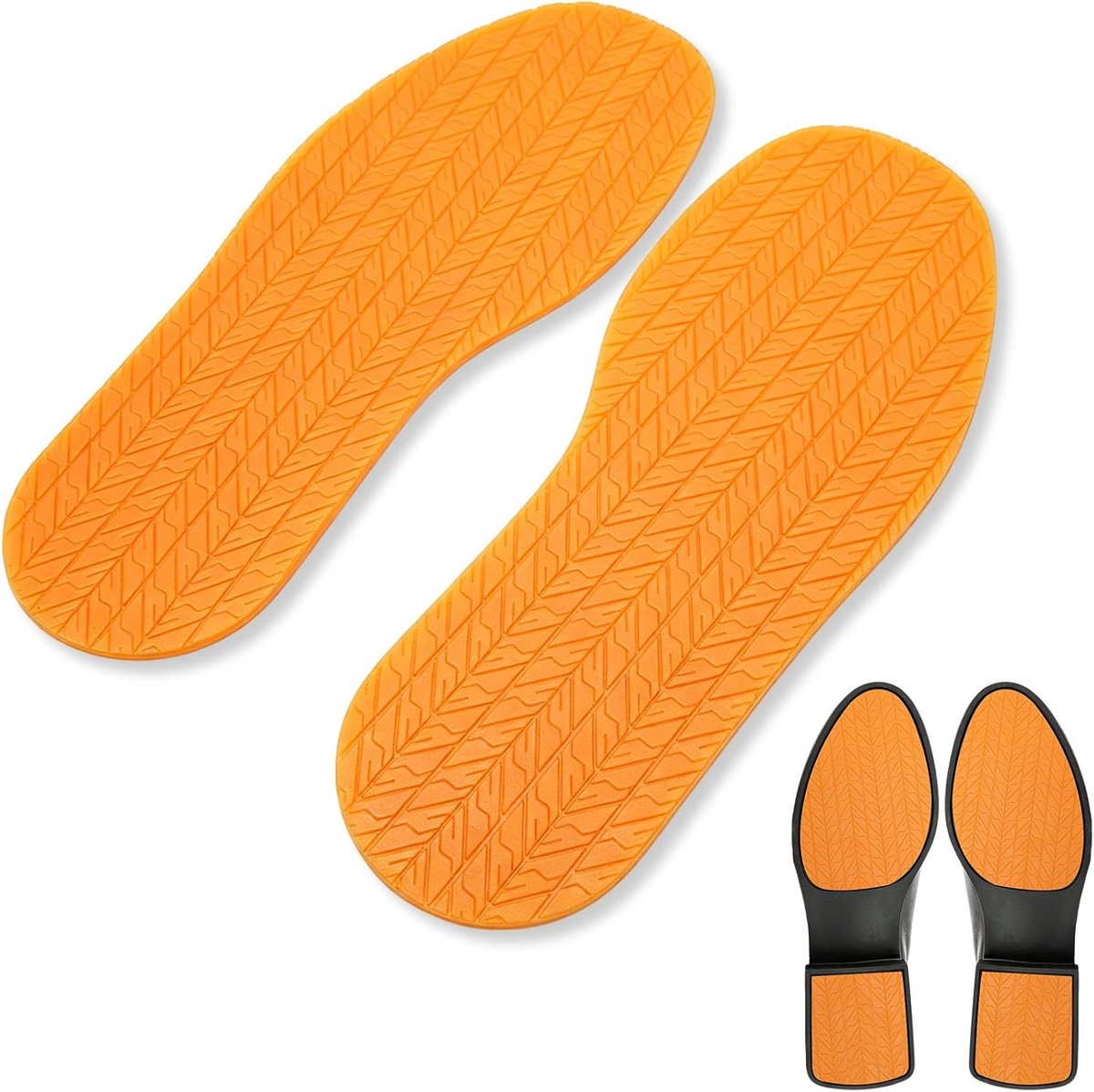 SnelShoppen - 1 Paar Antislip Rubber Schoenzolen, Reparatie Zolen voor Schoenen, Geluidsdempende Rubber, 32.3 x 12.5cm, Oranje, Voor Binnen en Buiten