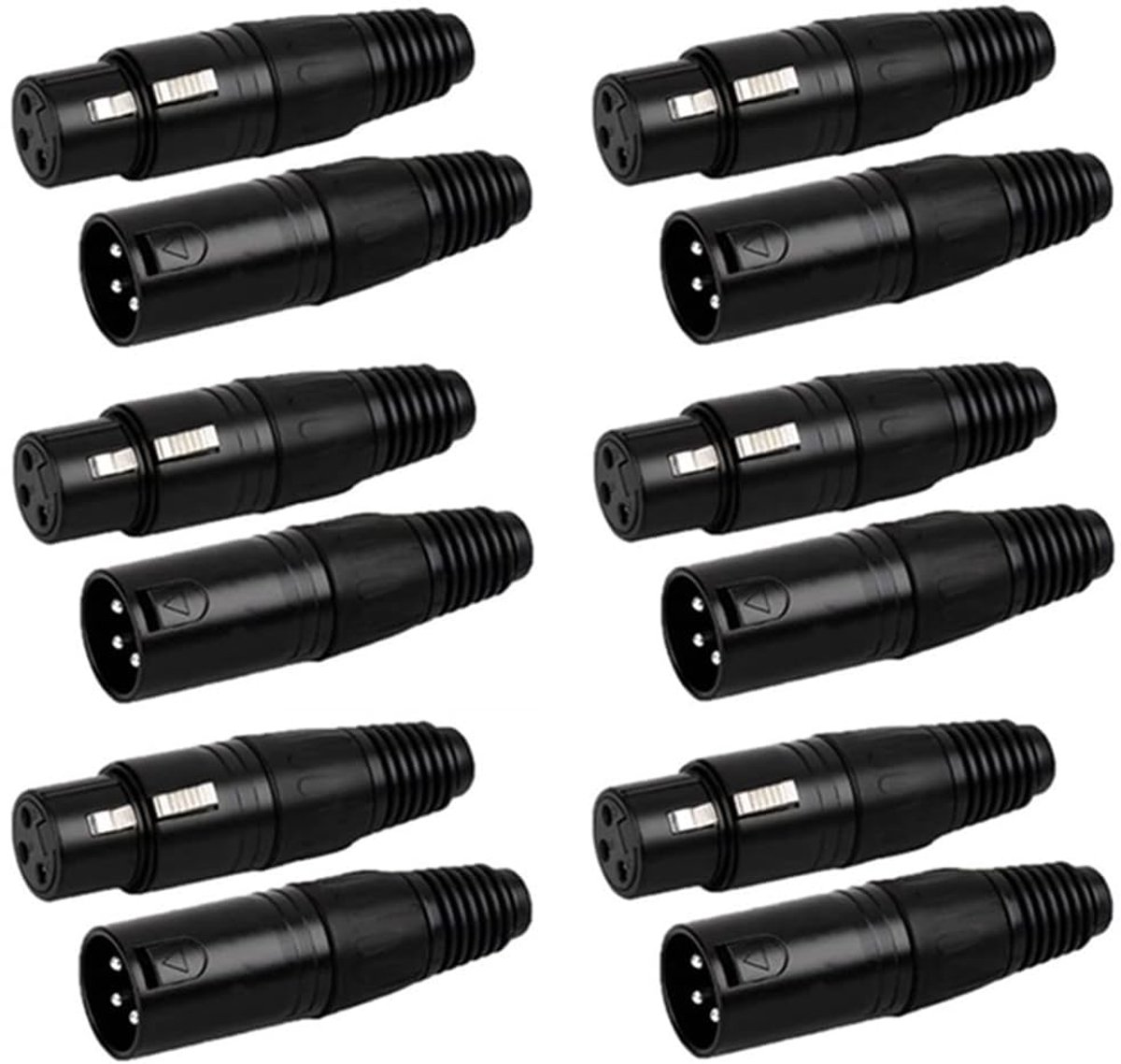 XLR connectors 12 stuks - 3 pin - zwart - eenvoudig te monteren - ShopVlot