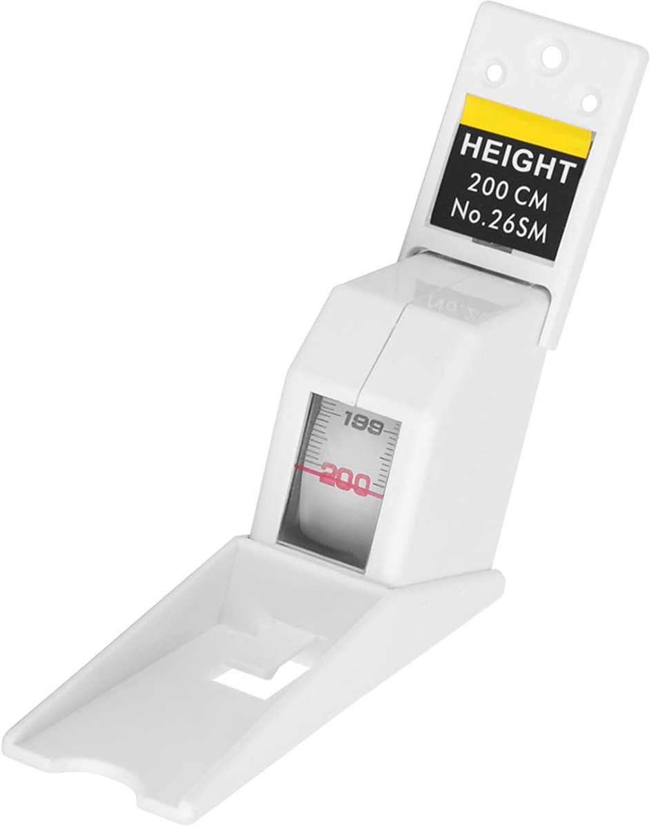 SnelShoppen - Lengte Meter - Stadiometer Wand - Lengtemeter voor Volwassenen - 2 Meter Inklapbare Rolmeter - Metalen Meetinstrument Wit