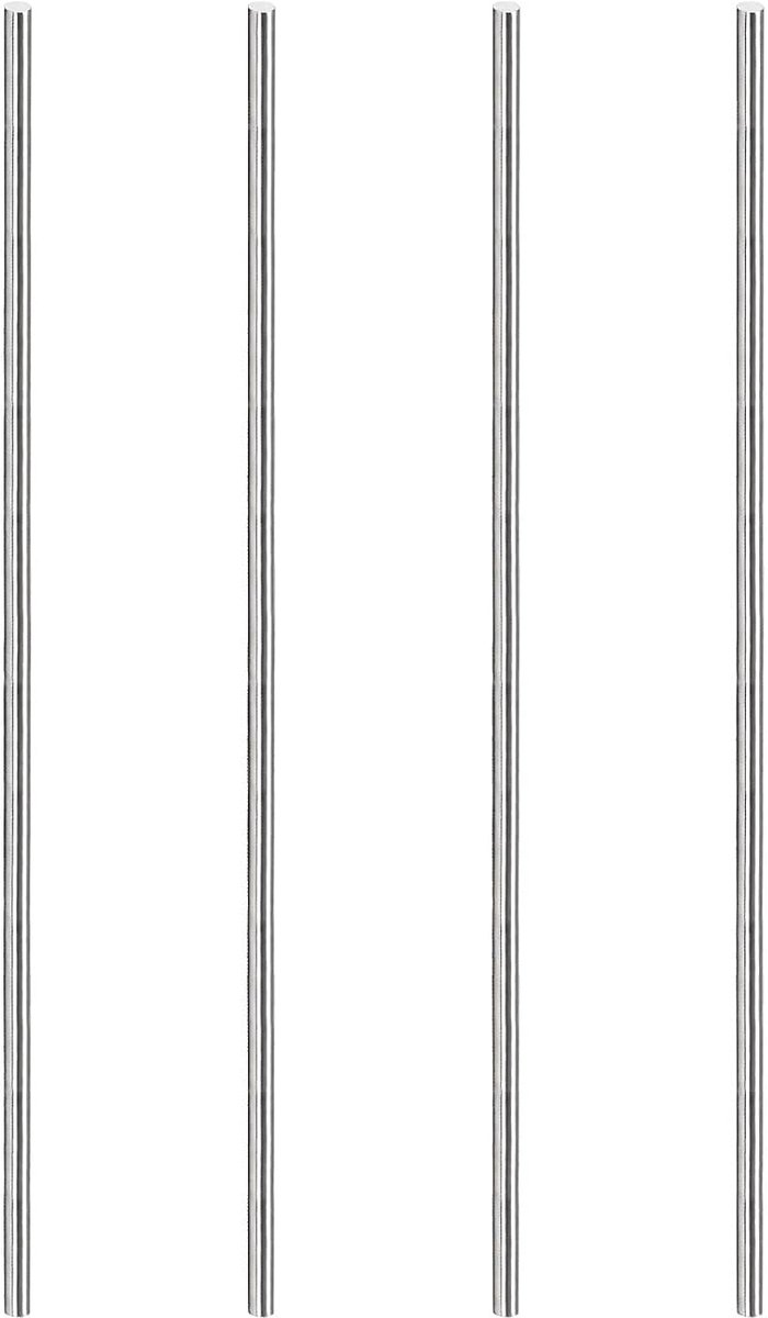 SnelShoppen - Ronde stalen stangen 304 voor het maken van modellen - 5 mm x 350 mm - zilverkleurig - set van 4 stuks - perfect voor houtbewerking en k