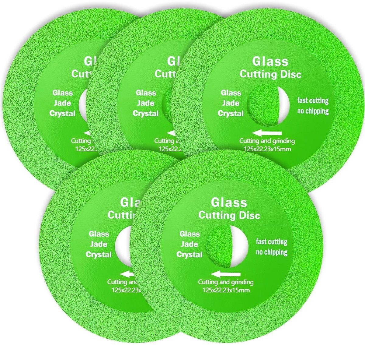 Set van 5 Diamantschijven 125 mm x 15 mm voor Precisie Snijden van Tegels, Glas en Kristal