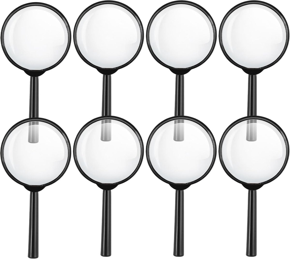 Mini-vergrootglas set 8 stuks - zwart kunststof - hoge resolutie - ideaal voor lezen en verkennen - ShopVlot