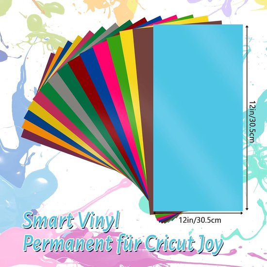 Set van 36 Smart Vinyl Permanent in diverse kleuren met 6 zelfklevende plottertransferfilms, 14 x 30.5 cm, ideaal voor Cricut Joy en vinylprojecten — afbeelding 5
