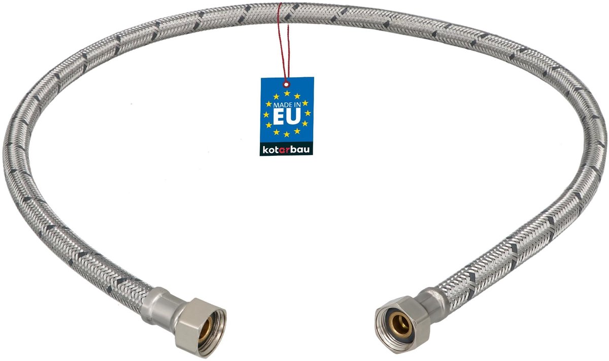 KOTARBAU® Flexibele Aansluitslang 3/8" x 3/8" - Flexibele Kraanslang 90 cm - Sanitaire Aansluitslang - Flexibele Verbindingsslang - Aansluitslang Armatuur - met Roestvrijstalen Vlechtwerk
