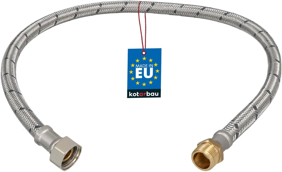 KOTARBAU® Flexibele Aansluitslang 3/8"x3/8" - Sanitaire Aansluitslang 60 cm - Flexibele Kraanslang - Buitendraad x Binnendraad - Aansluitslang Armatuur - Gevlochten Roestvrijstalen Aansluitslang