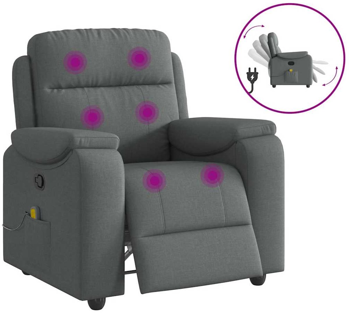 vidaXL Massagestoel - in - donkergrijze - stof Donkergrijs