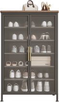 Seven Comfort Schoenenkast - 7 Niveaus - 32 cm diep - Met deuren - Dichte opbergkast - Met bovenplank - Geschikt voor hal en woonkamer - Zwart
